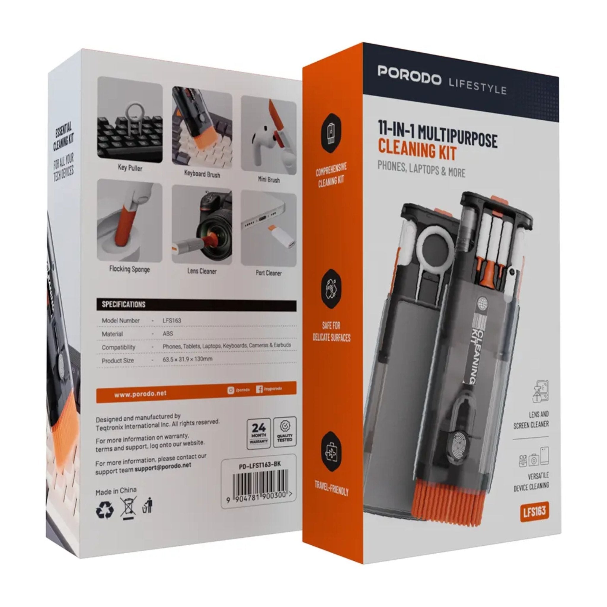 Porodo Lifestyle 11-IN-1 Multipurpose Cleaning Kit - Black
