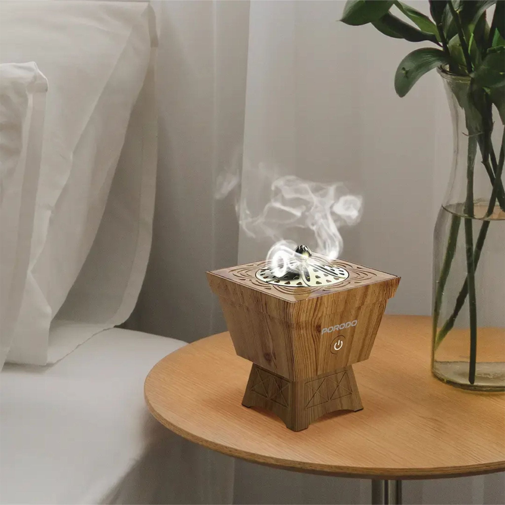 Porodo Lifestyle Classic Wood-Finish Portable Incense Burner - Brown