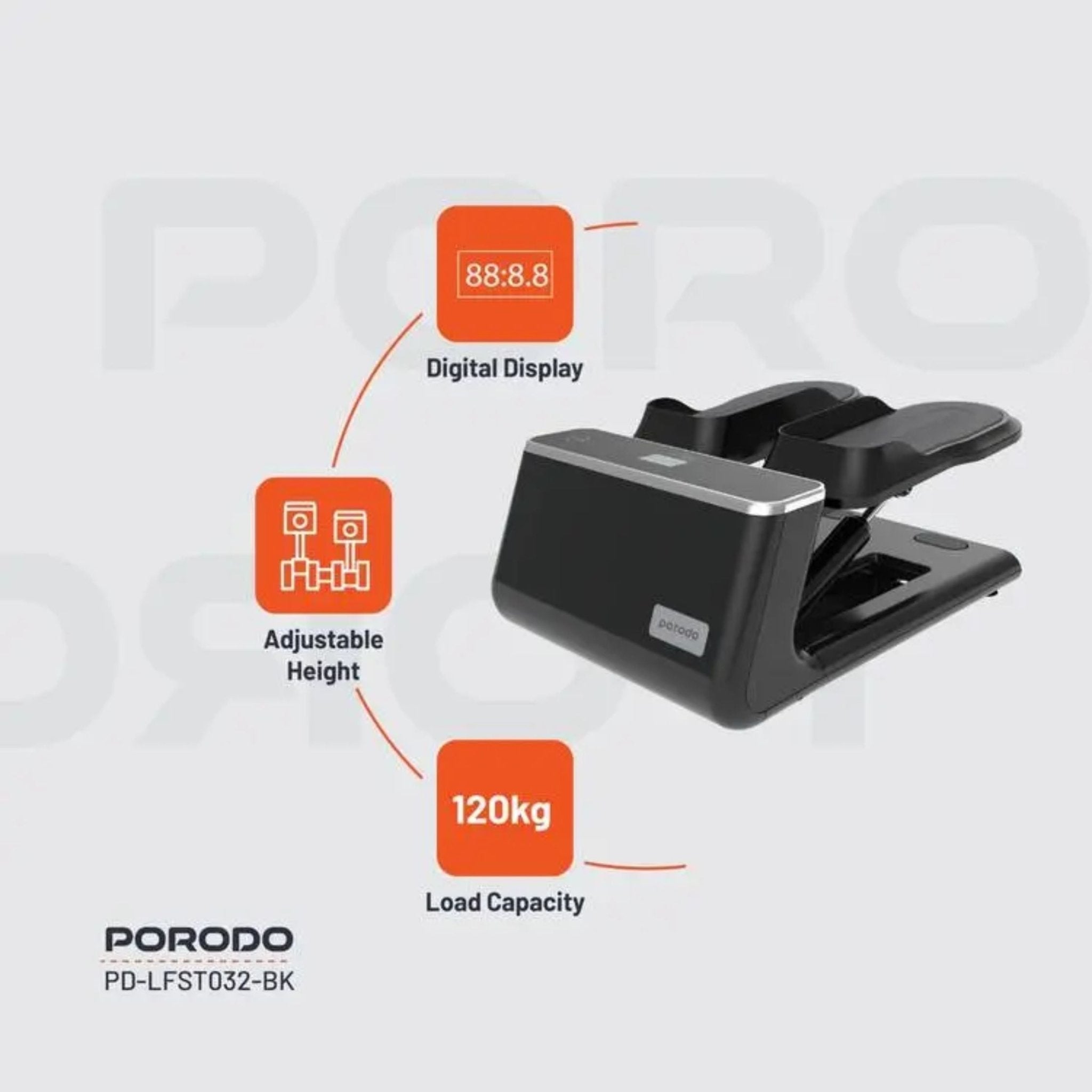 Porodo Lifestyle Mini Stepper Machine with Ropes - Black