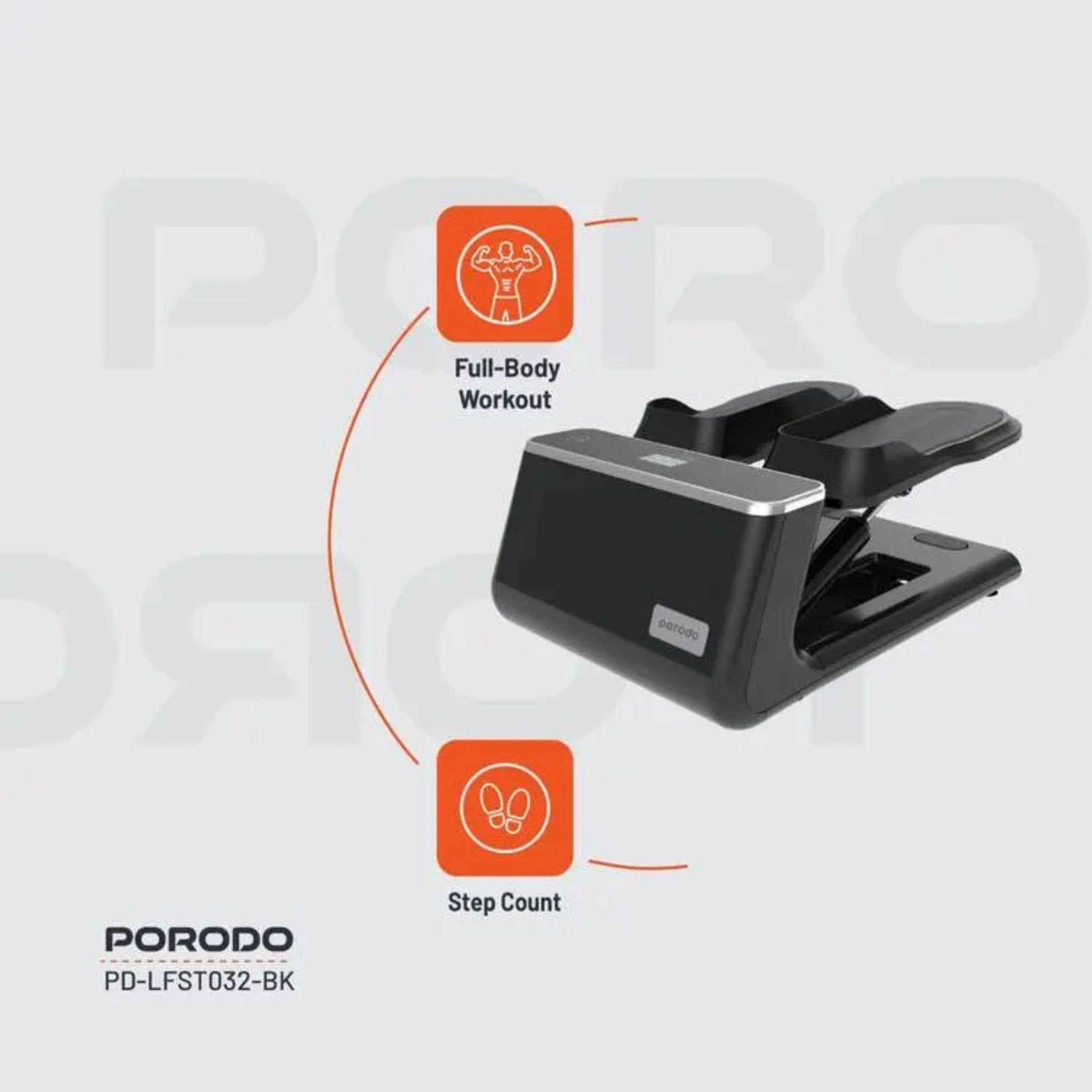 Porodo Lifestyle Mini Stepper Machine with Ropes - Black
