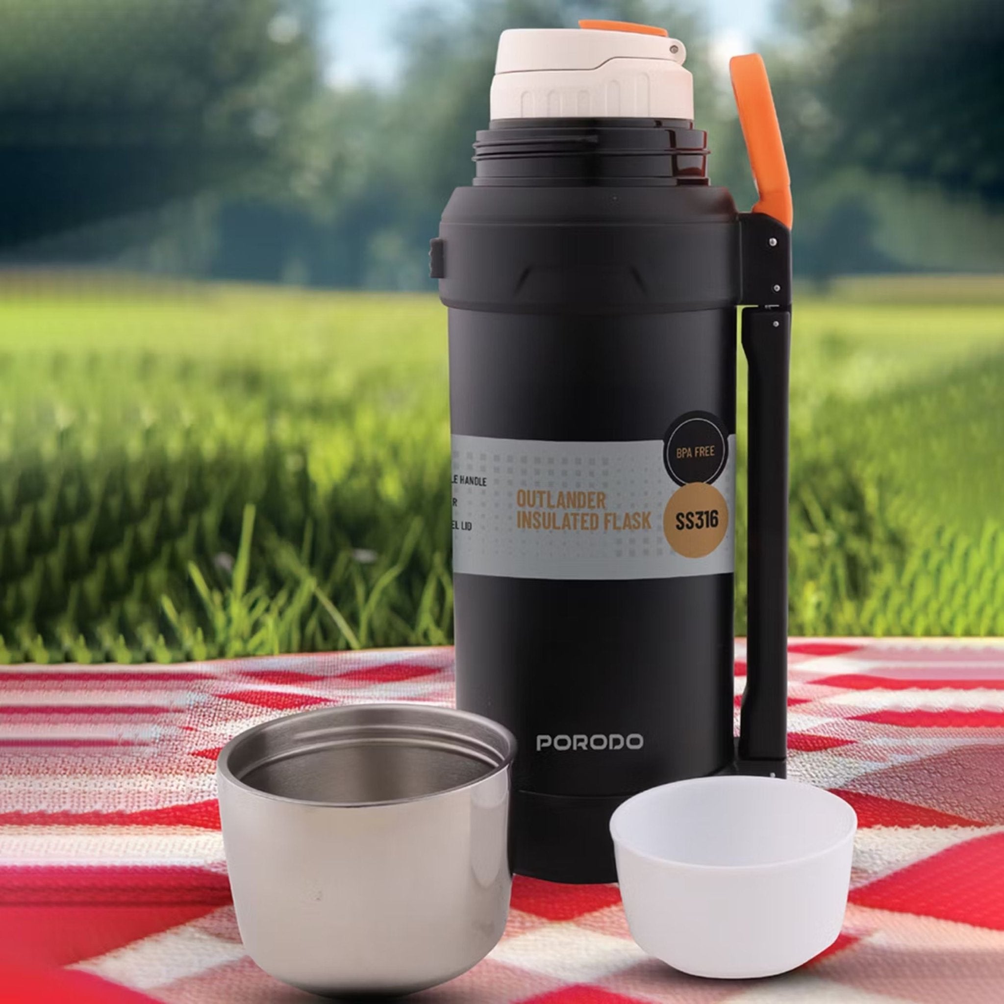 Porodo Lifestyle Outlander Insulation Flask 2L - Black
