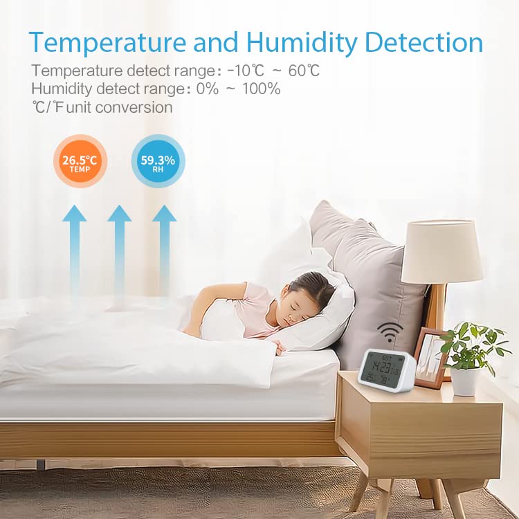 Porodo Lifestyle Smart Wifi Temperature Humidity Alarm clock - White