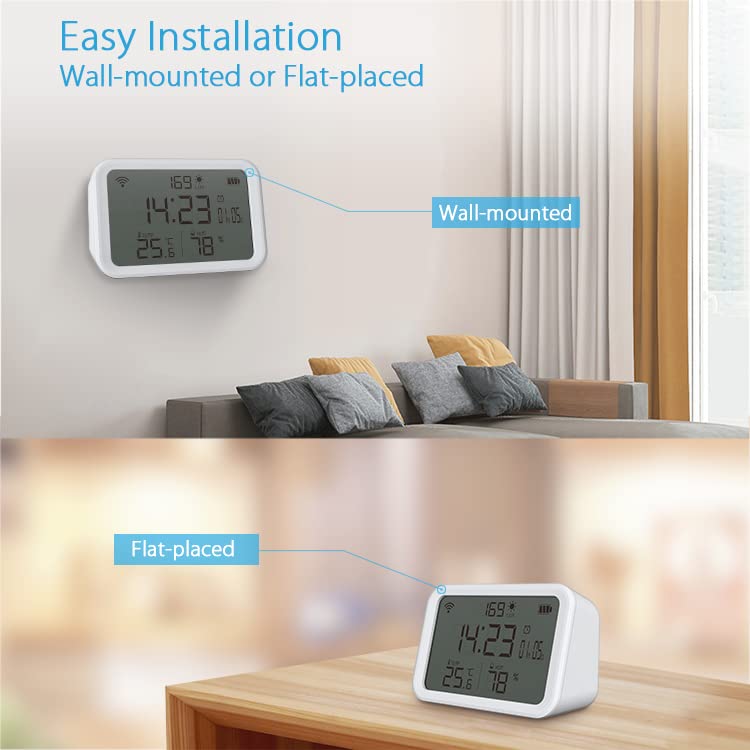 Porodo Lifestyle Smart Wifi Temperature Humidity Alarm clock - White
