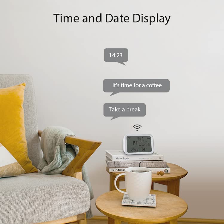Porodo Lifestyle Smart Wifi Temperature Humidity Alarm clock - White