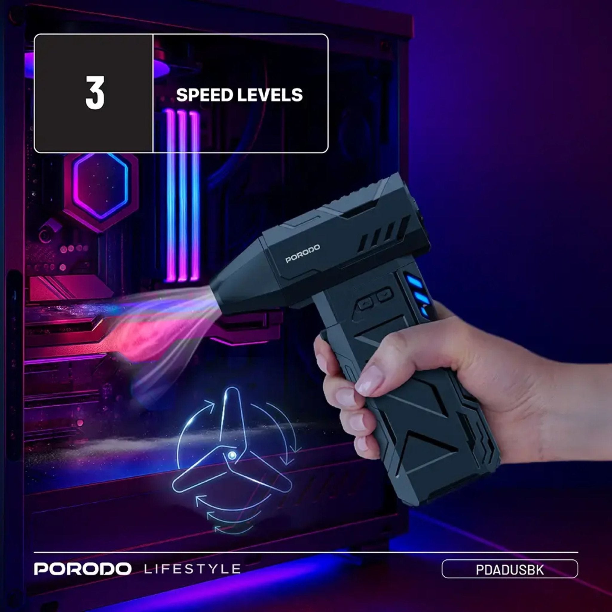 Porodo Lifestyle Turboblast Portable Air Blower - Black