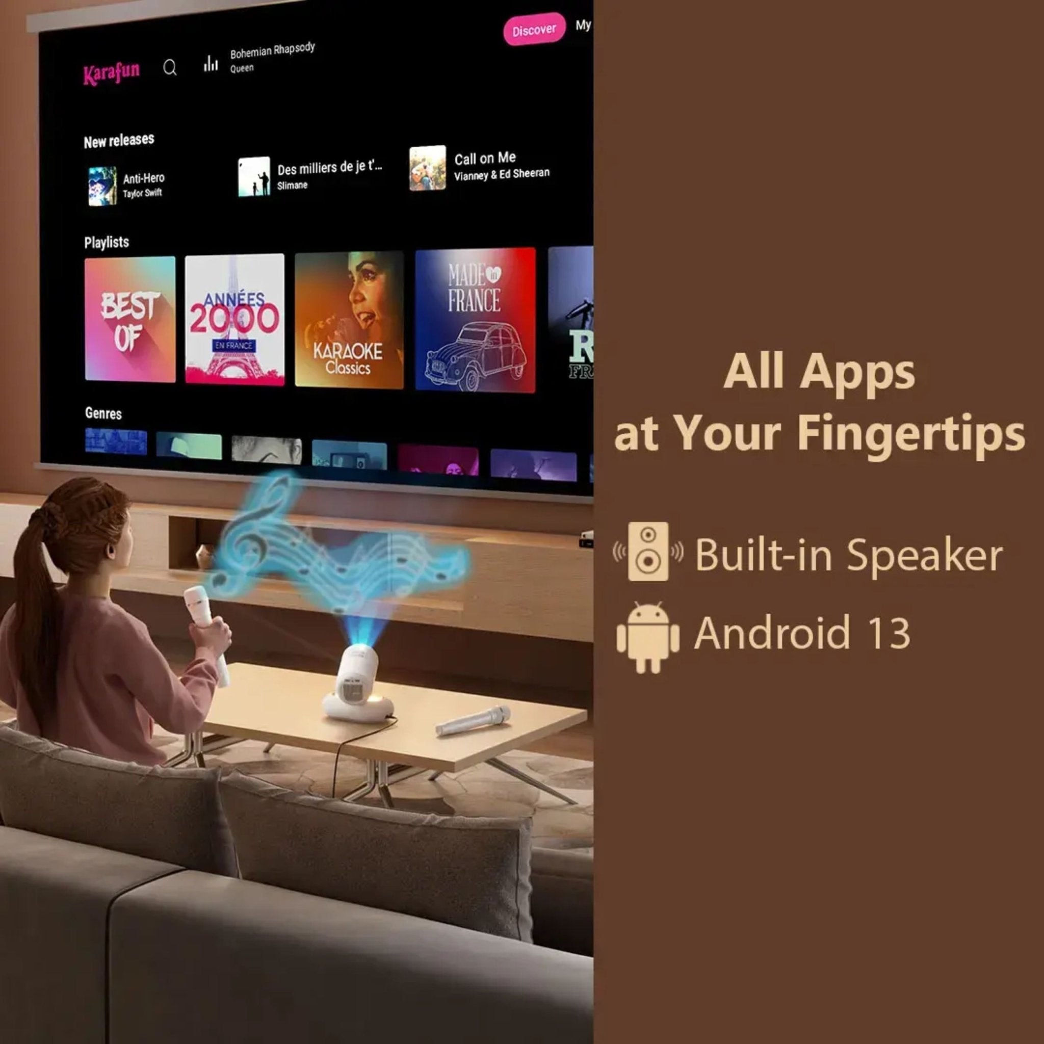 Porodo Lumacast Smart Full HD Projector Auto Focus & Keystone - White ( 1 Year Plan )