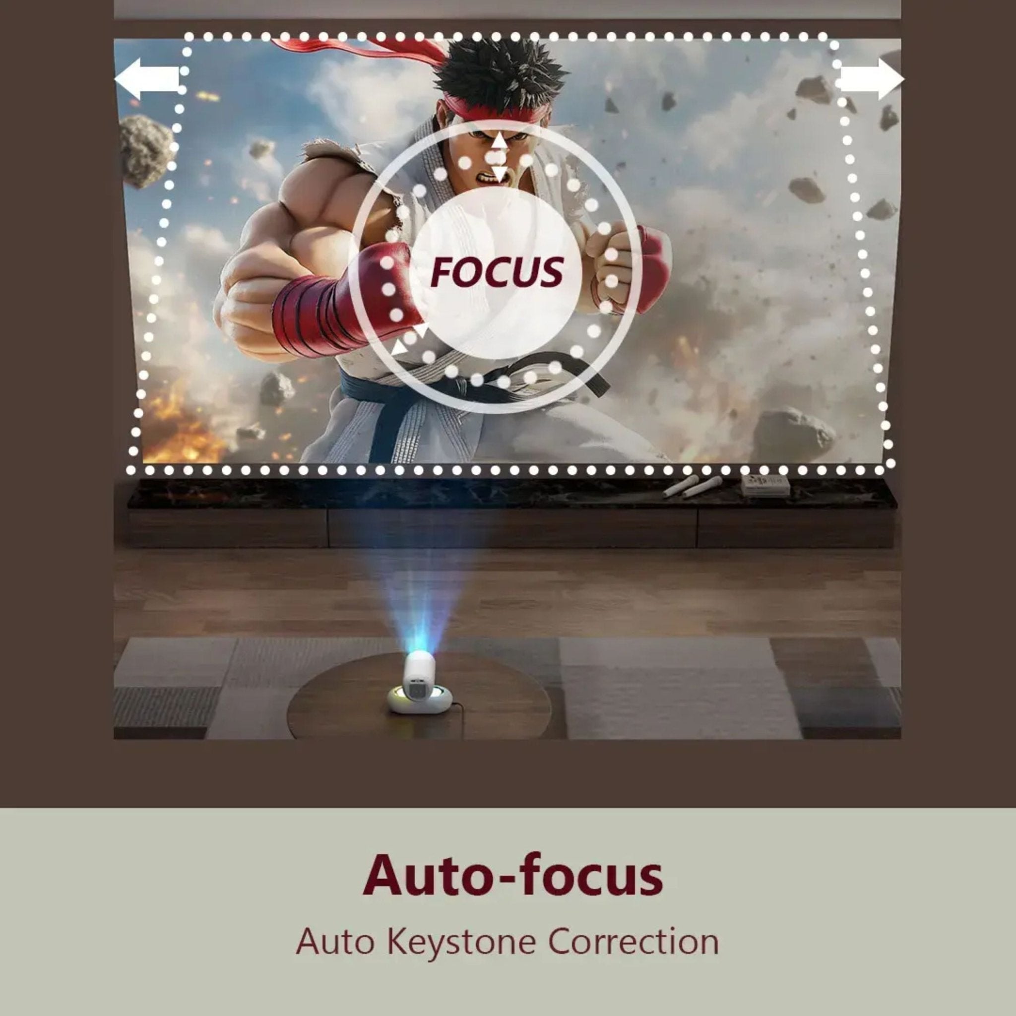 Porodo Lumacast Smart Full HD Projector Auto Focus & Keystone - White ( 1 Year Plan )