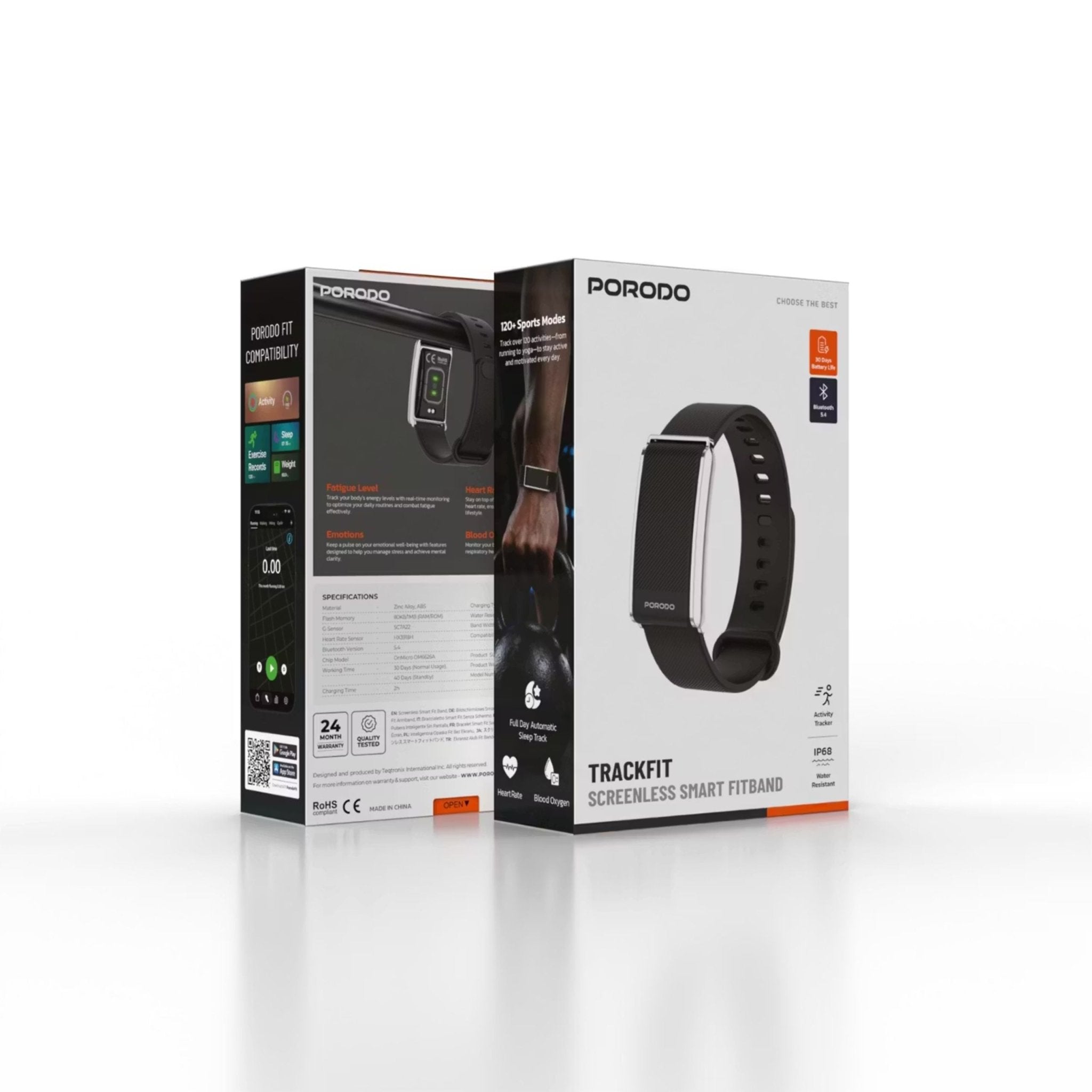Porodo TrackFit Screenless Smart Fitness Band - Black