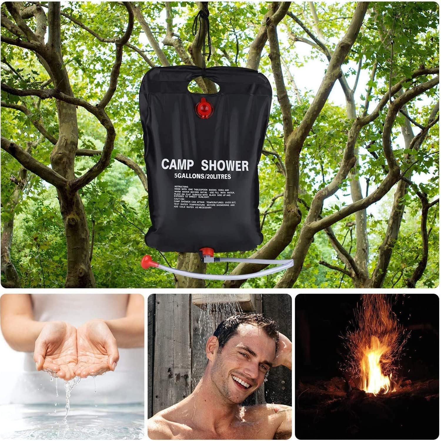 Portable Camping Shower 20L Bag - Black