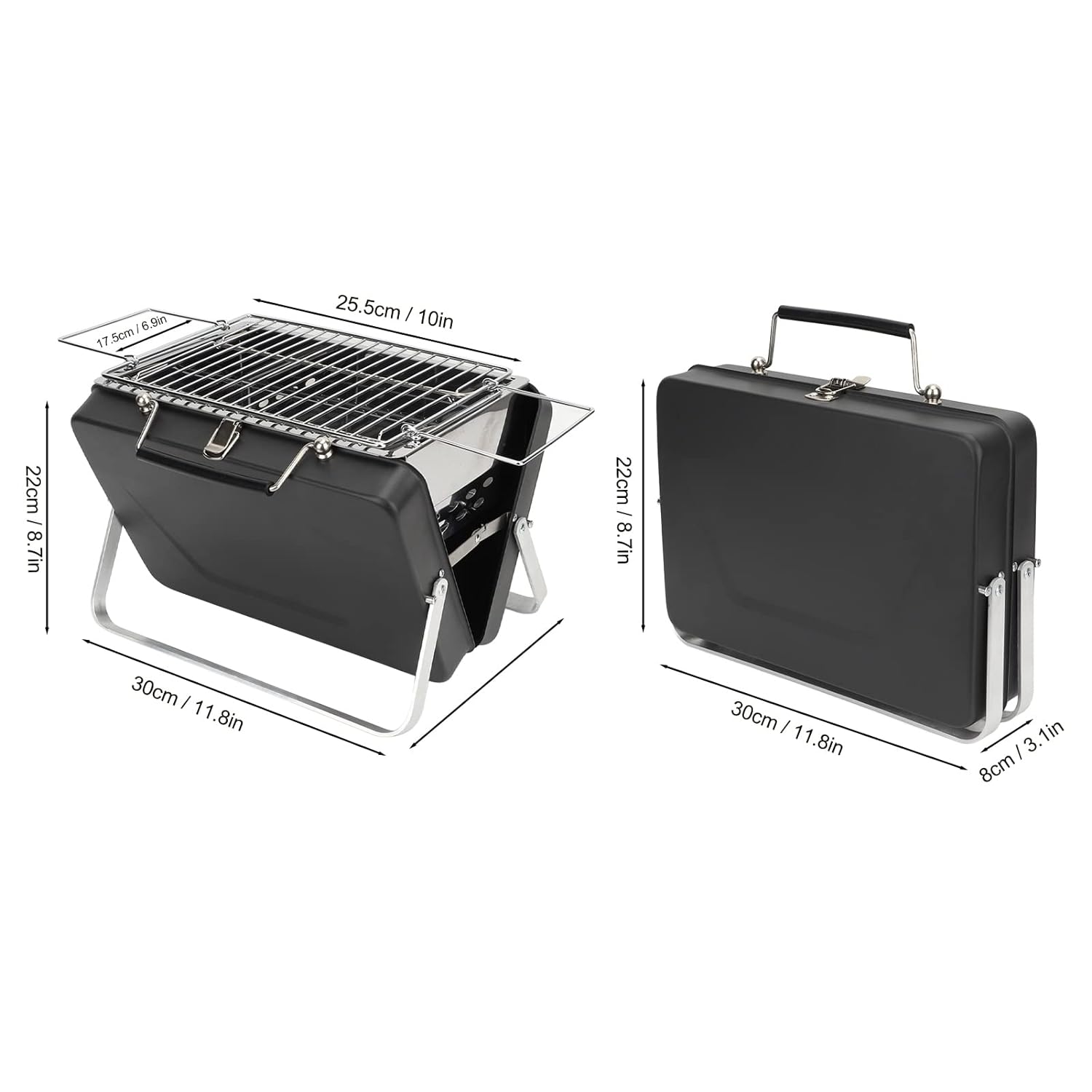 Portable Charcoal BBQ Grill - Black