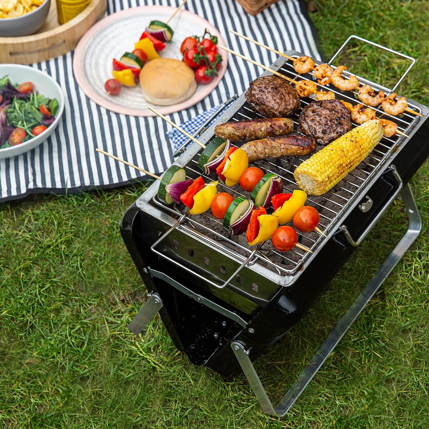 Portable Charcoal BBQ Grill - Black