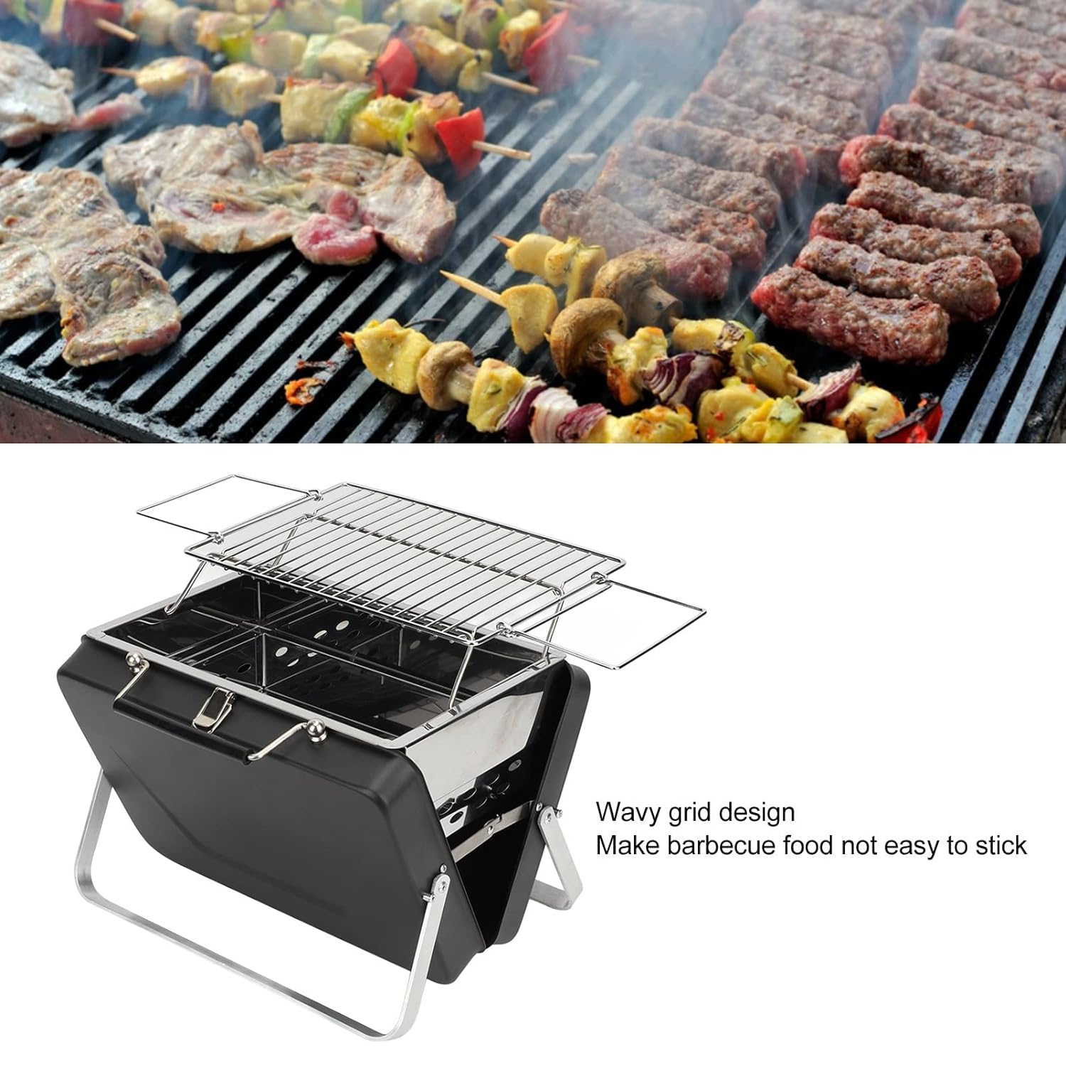 Portable Charcoal BBQ Grill - Black
