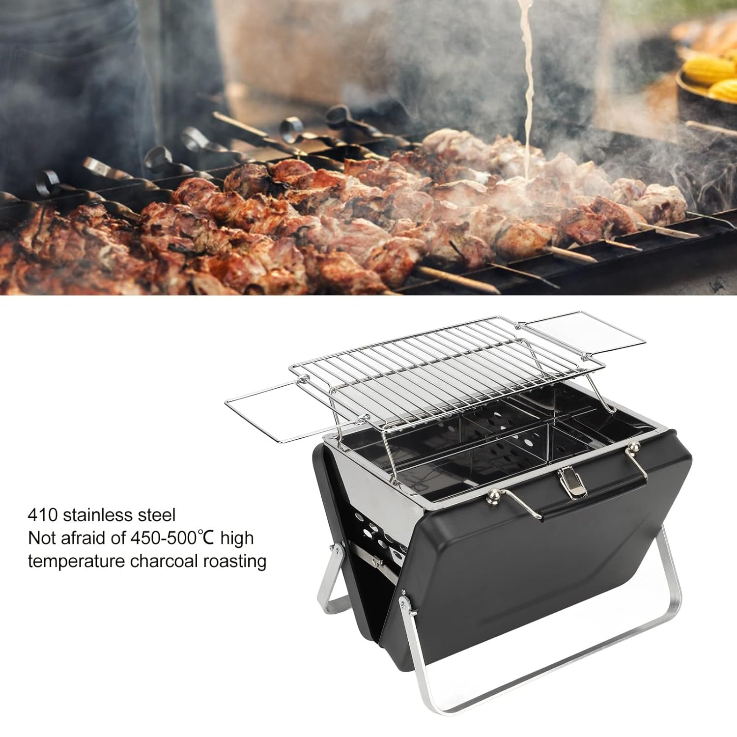 Portable Charcoal BBQ Grill - Black