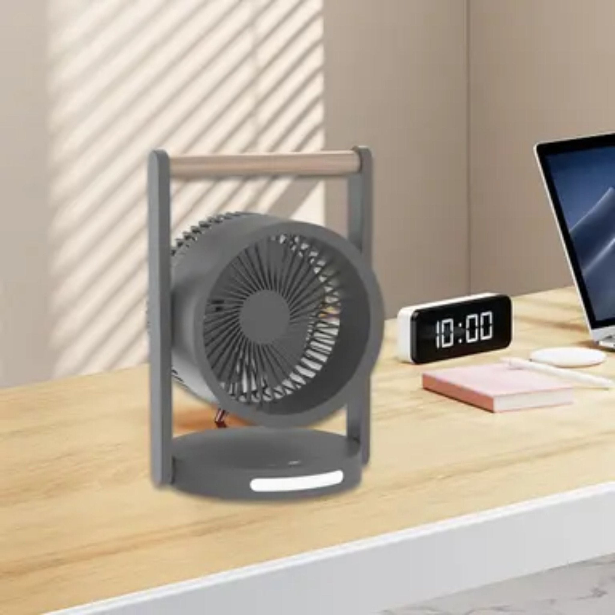 Portable Desk Fan with Built-in Light 3600 mAh 4 Speeds