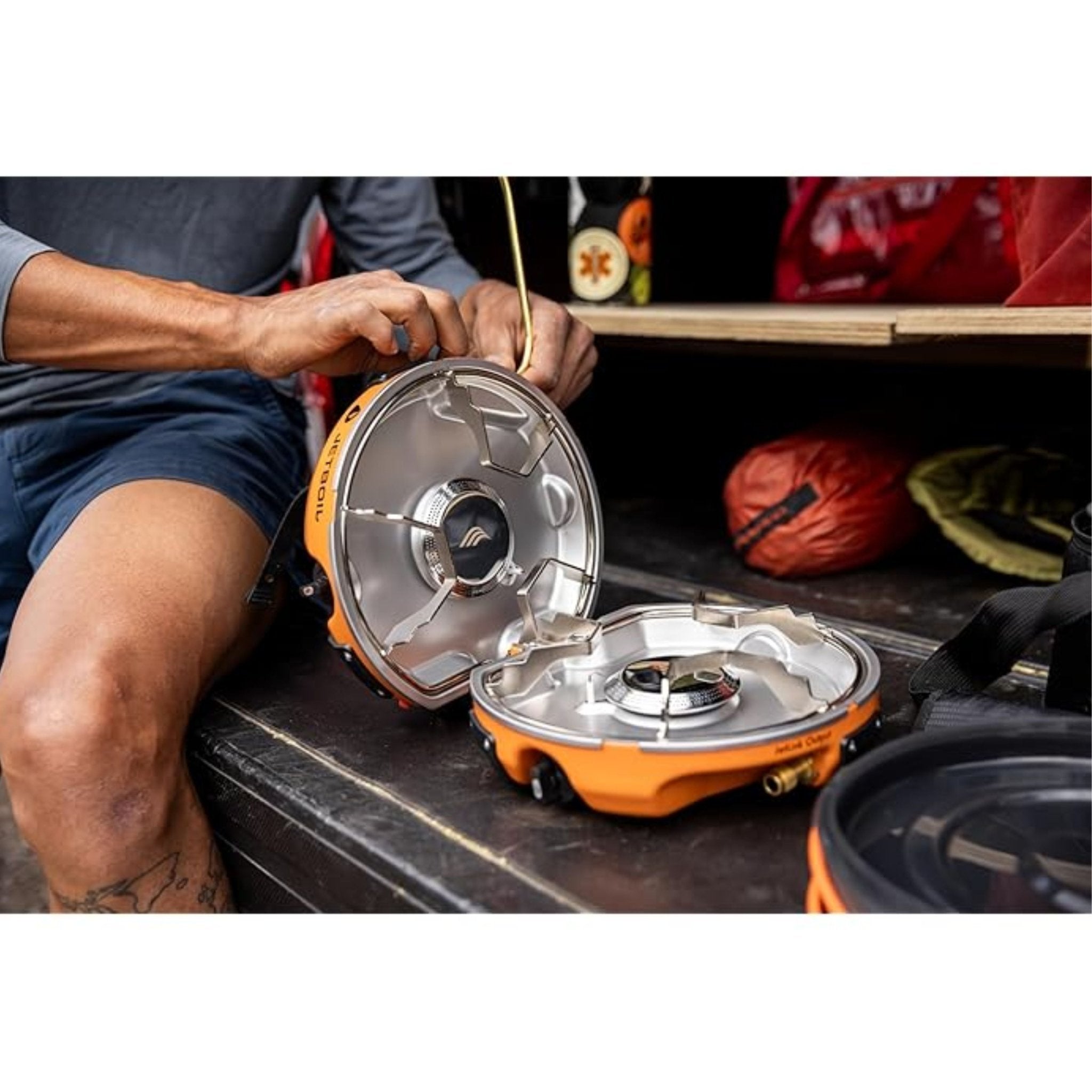 Portable Dual Burner Camping Gas Stove YC01 - Orange