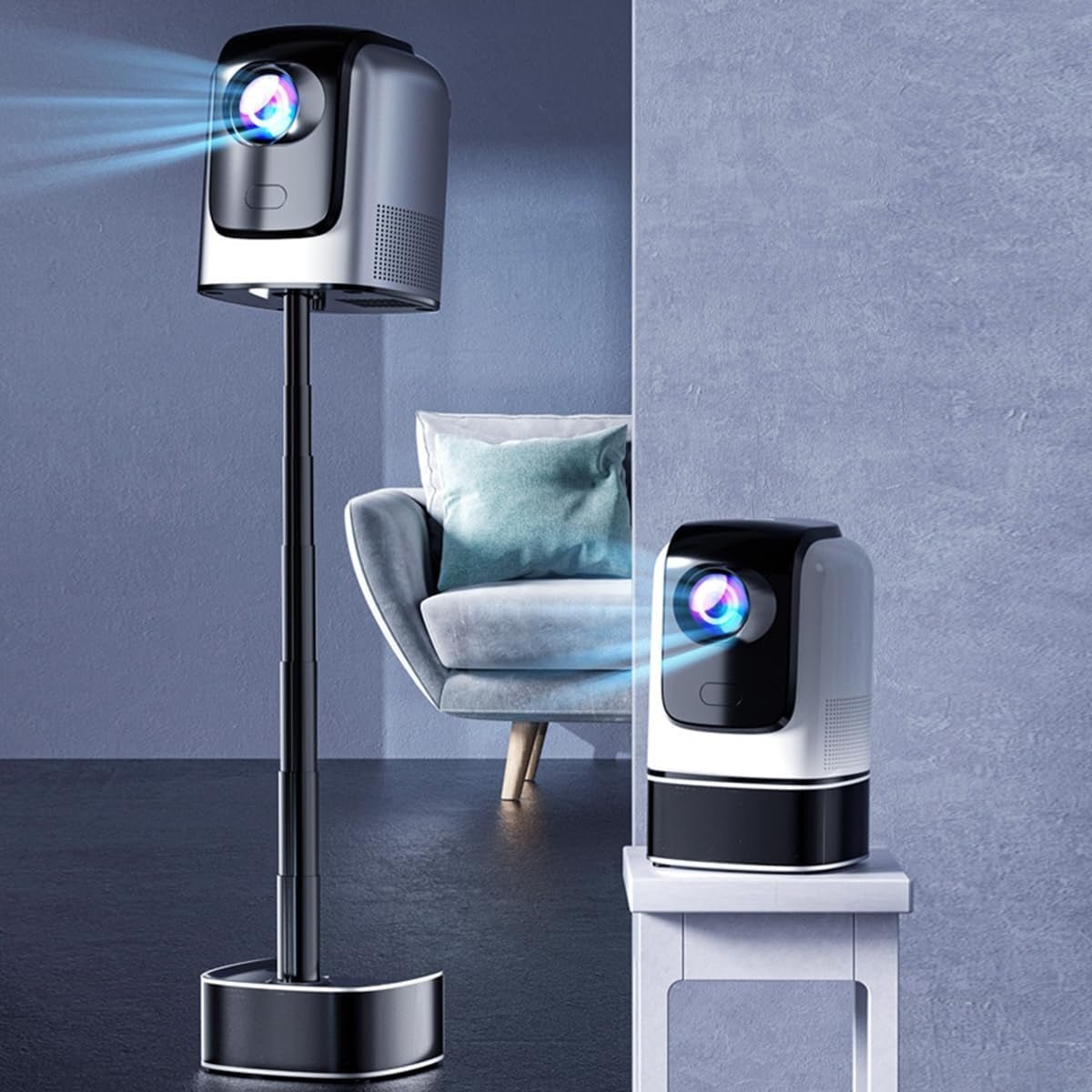 Portable Intelligent Projector WiFi Support 1080p 28.2Inch - Gray