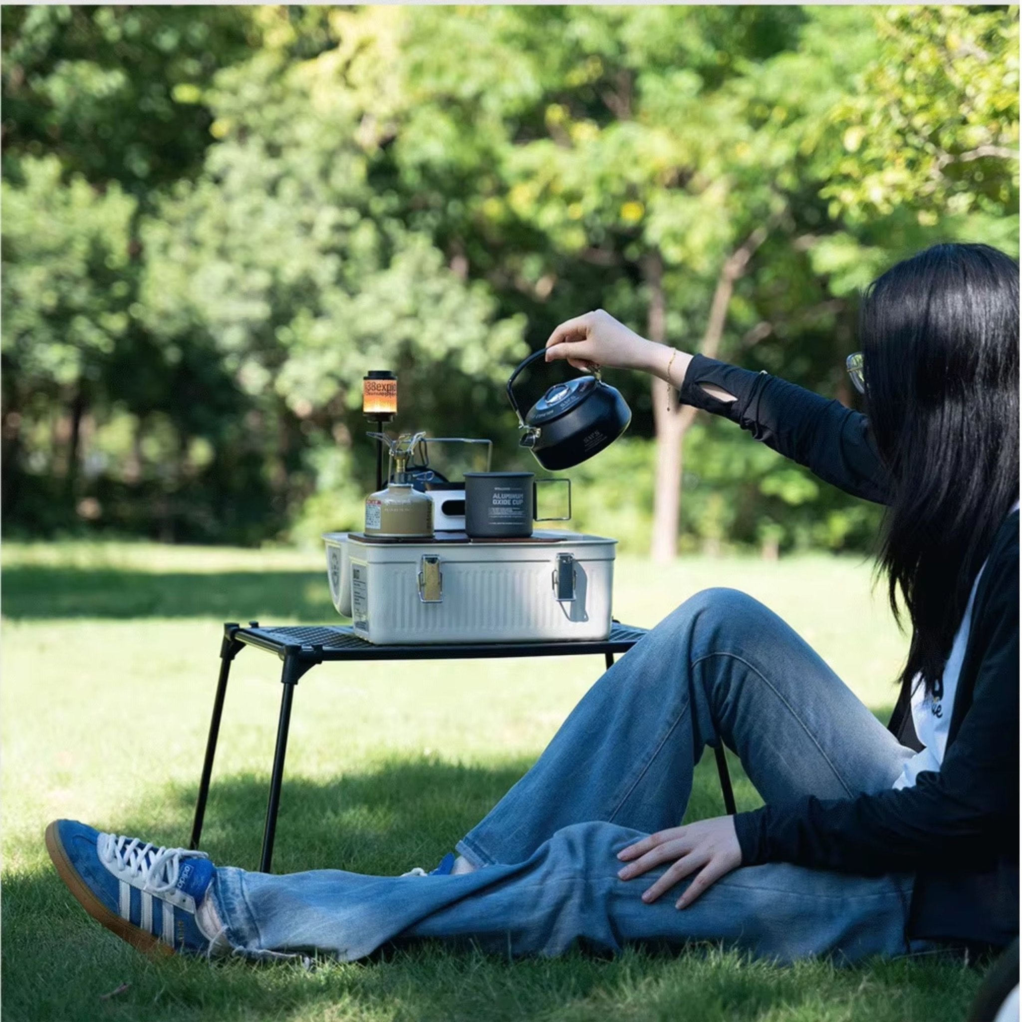 Portable Metal Storage Box Camping & Picnic With all Accessories