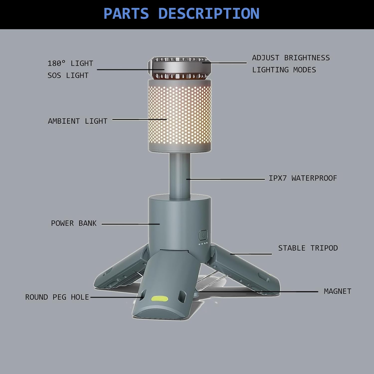 Portable Telescopic Camping Light 10000Mah