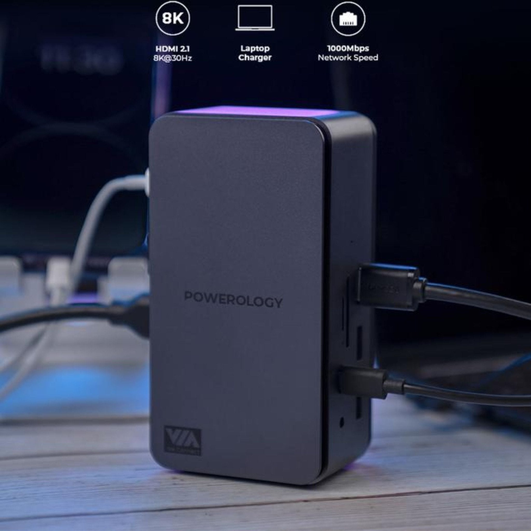 Powerology 15 in 1 Dual Dock Station PD100W - Black