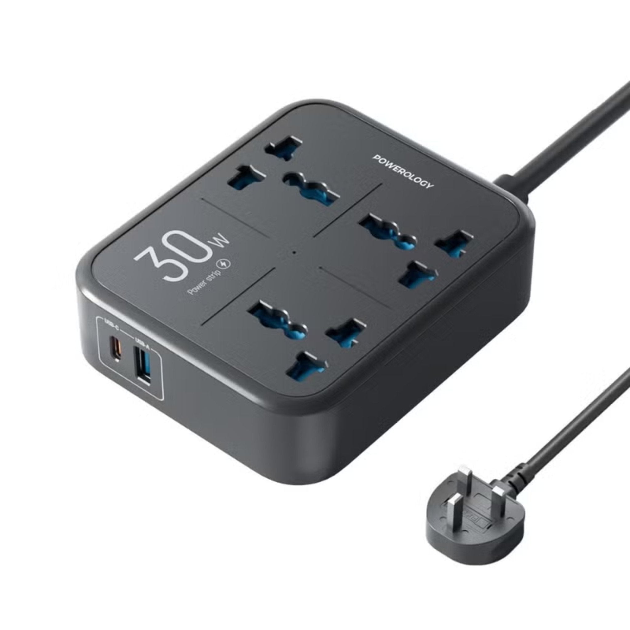 Powerology 3250W 3AC PD 30W Power Strip 3M - Black