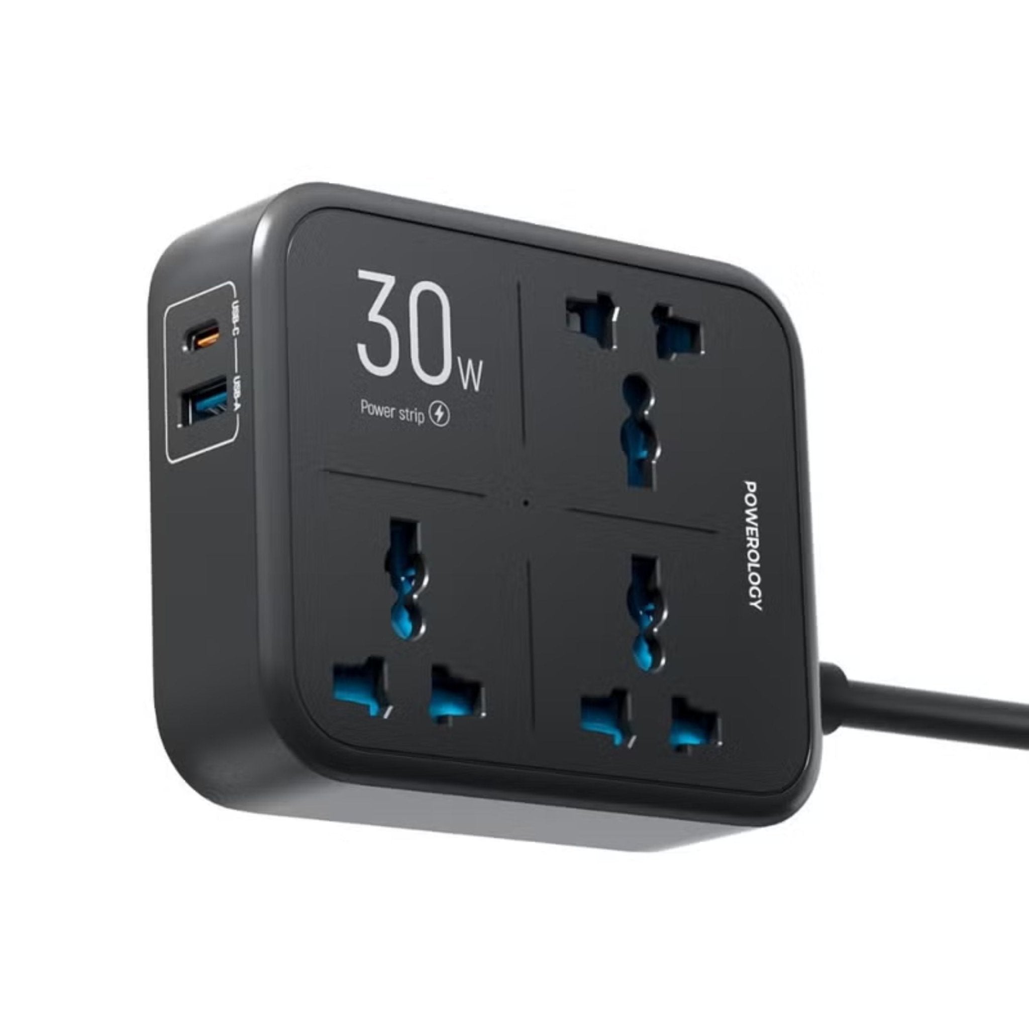 Powerology 3250W 3AC PD 30W Power Strip 3M - Black