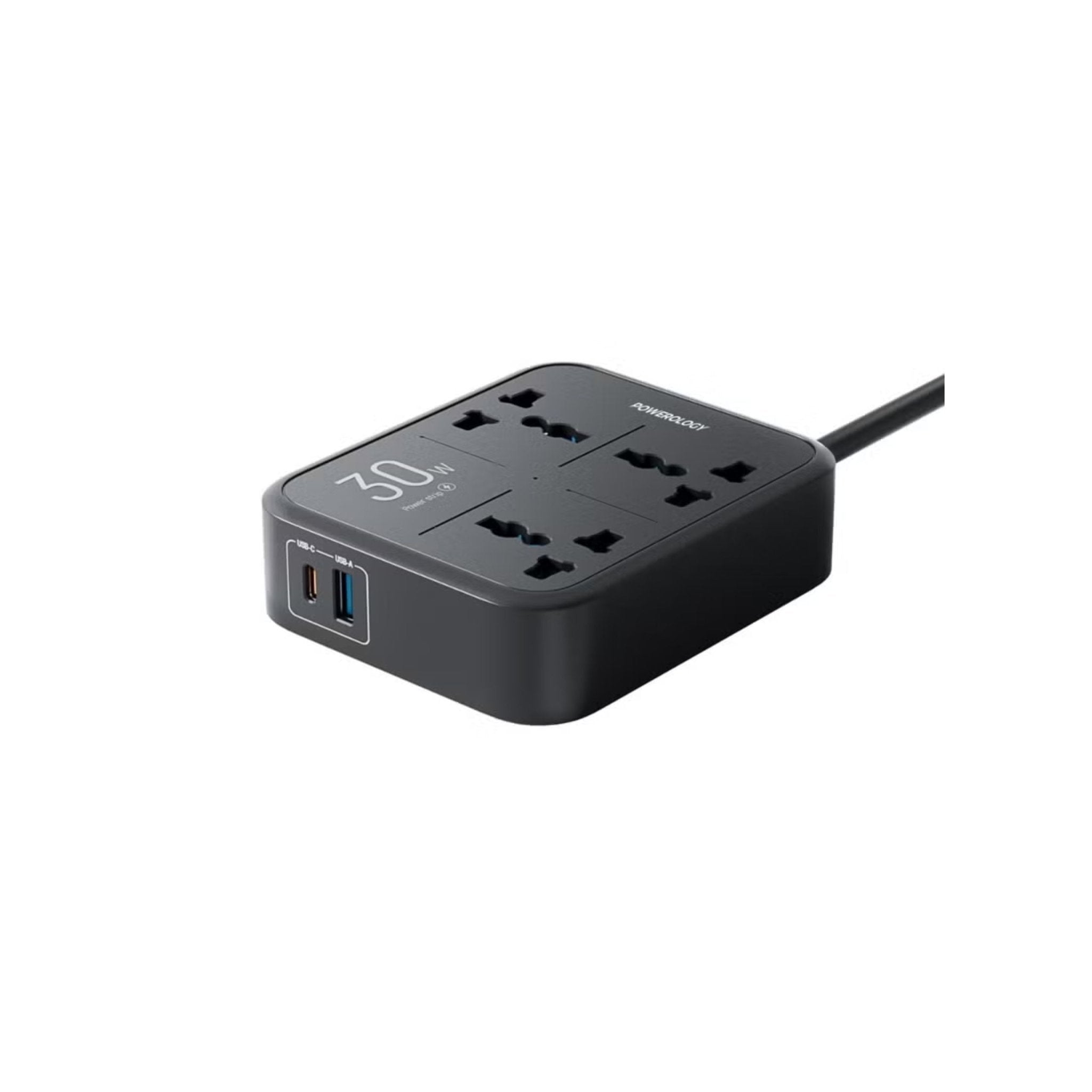 Powerology 3250W 3AC PD 30W Power Strip 3M - Black