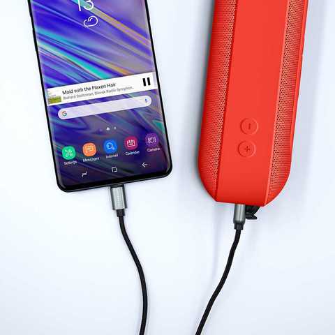 Powerology - Aluminum Braided USB-C to 3.5mm AUX Cable 1.2m/4ft - Gray