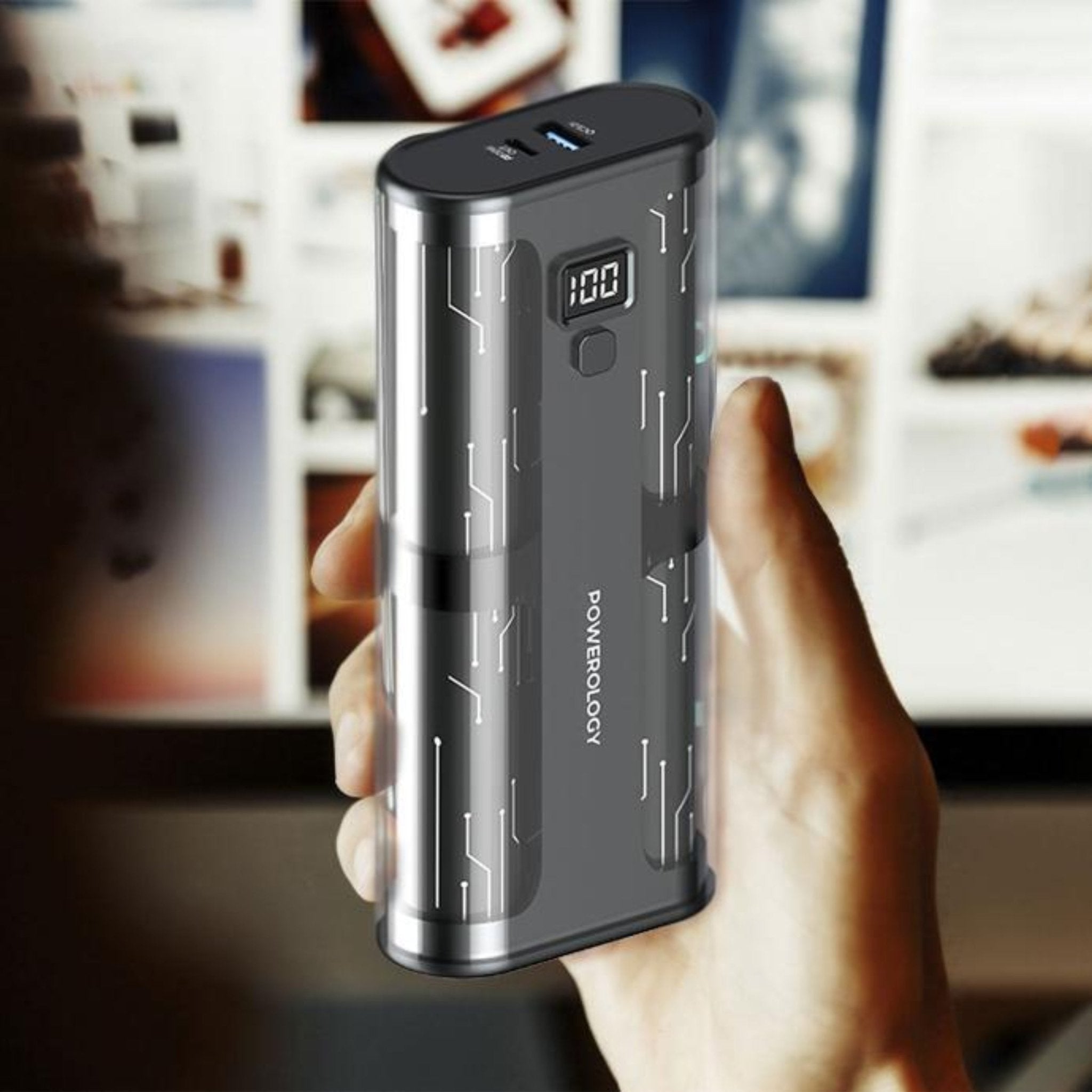 Powerology Crystalline Series Power Bank 20000mAh PD 65W - Black