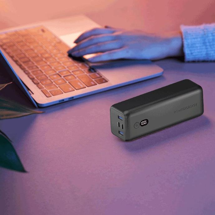 Powerology Onyx Dual USB-C Power Bank 30000mAh PD 100W - Black