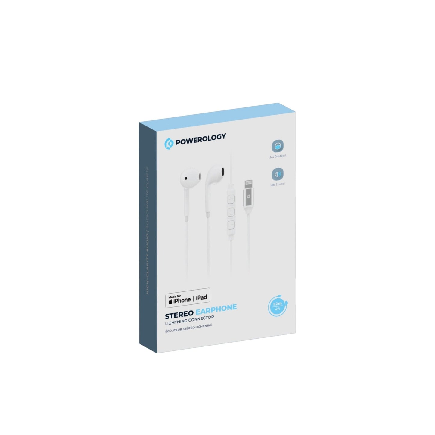 Powerology Stereo Earphone Lightning Connector 1.2m - White