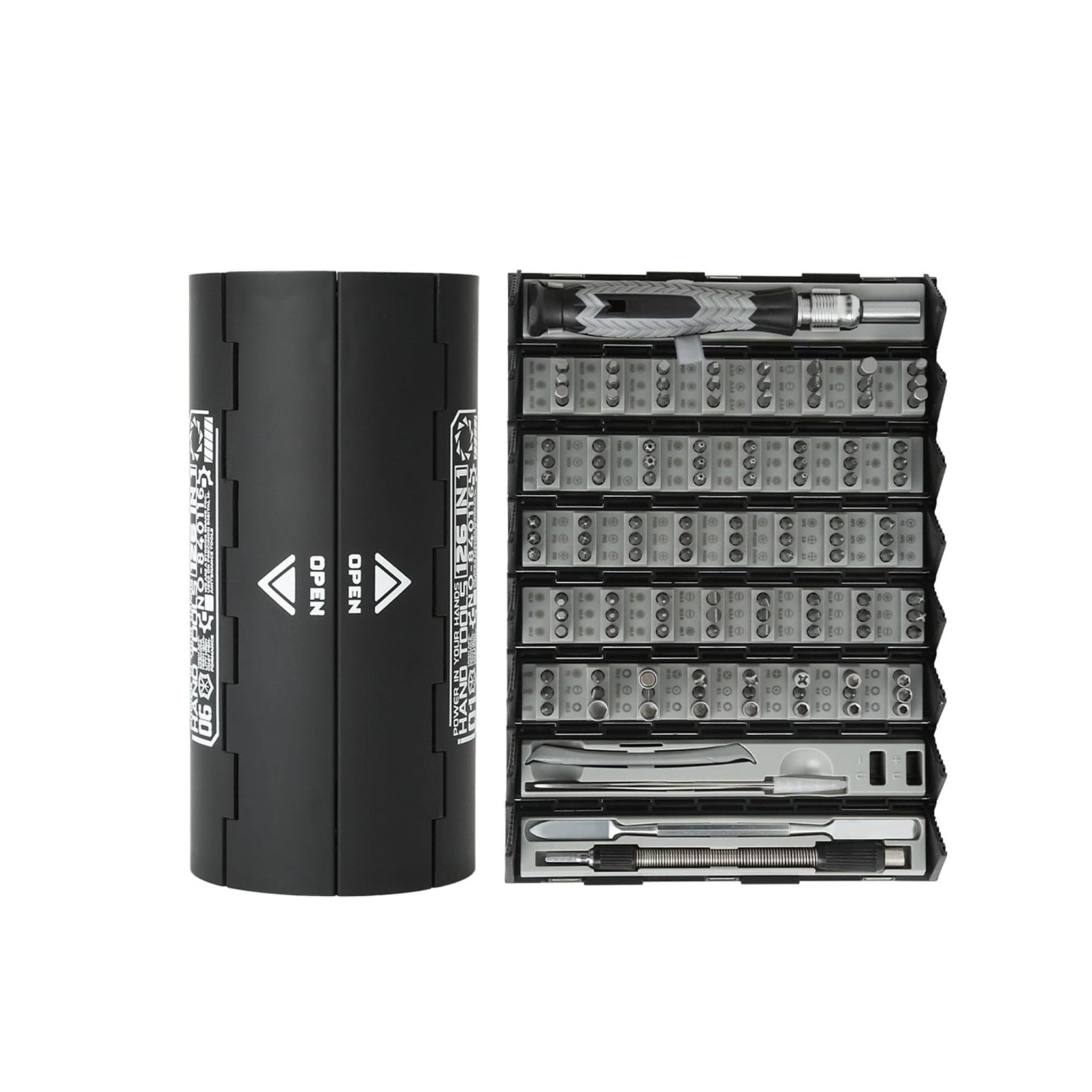 Precision Cylindrical Screwdriver Set 126 Piece - Black