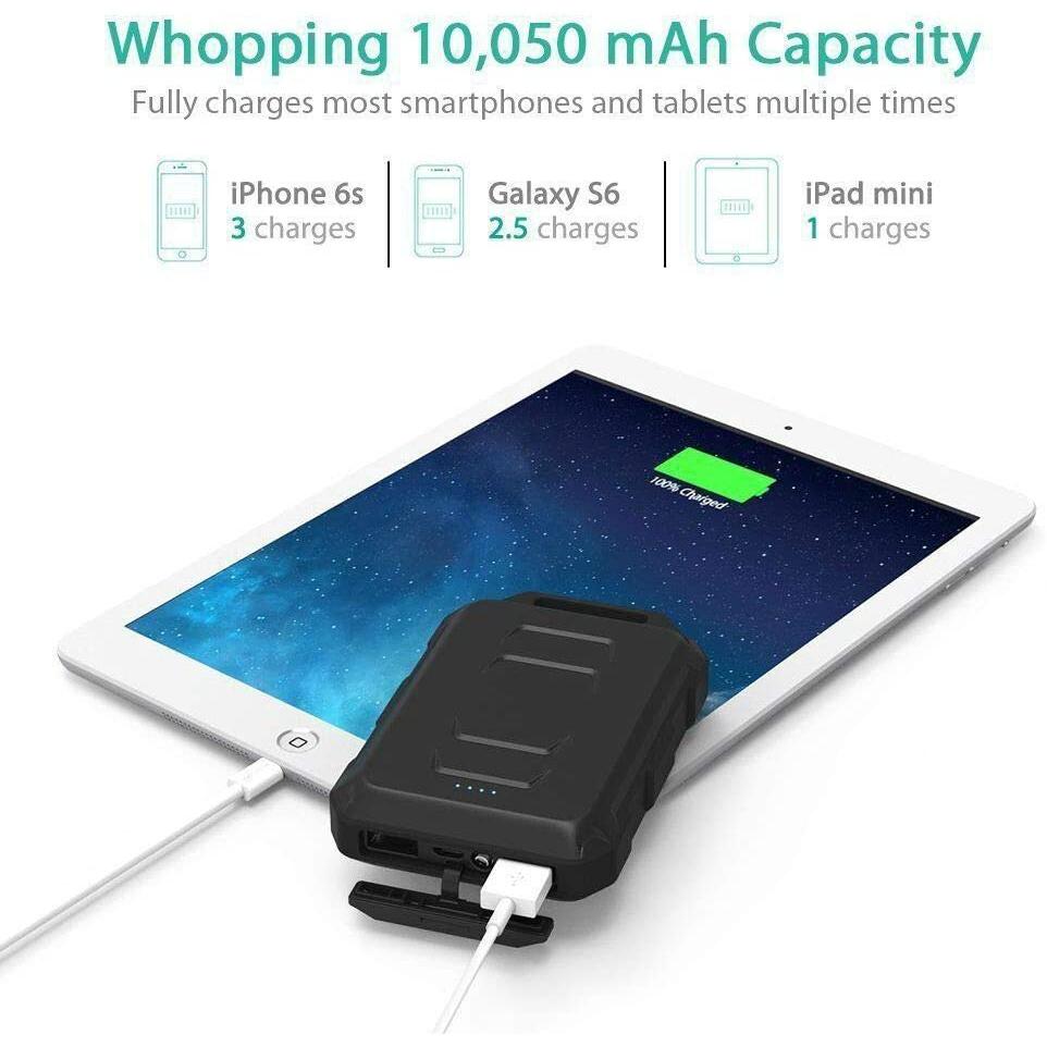 RAVPower 10050mAh Waterproof and Shockproof Power Bank - Black