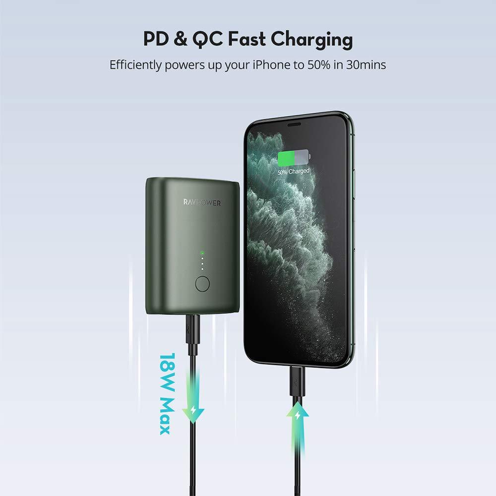 RAVPower 2-Port PD Pioneer Mini Power Bank 10000mAh 18W - Dark Green