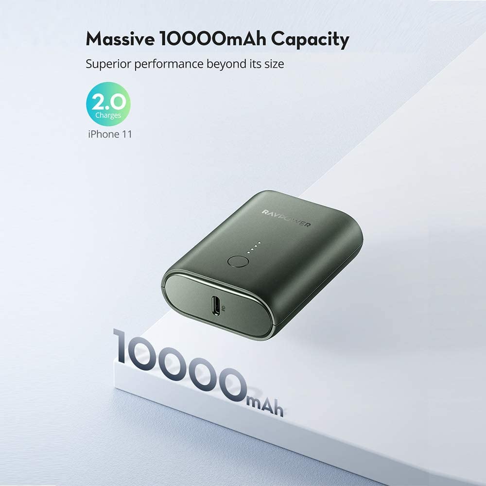 RAVPower 2-Port PD Pioneer Mini Power Bank 10000mAh 18W - Dark Green
