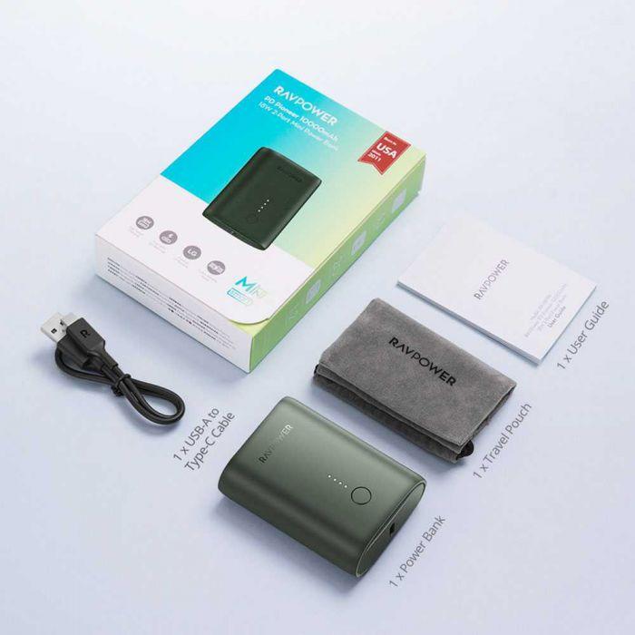 RAVPower 2-Port PD Pioneer Mini Power Bank 10000mAh 18W - Dark Green