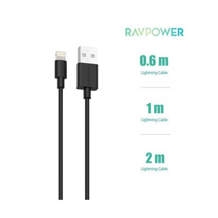 RAVPower 3-Pack USB Cable with Lightning Connector ( 0.6m / 1m / 2m ) - Black