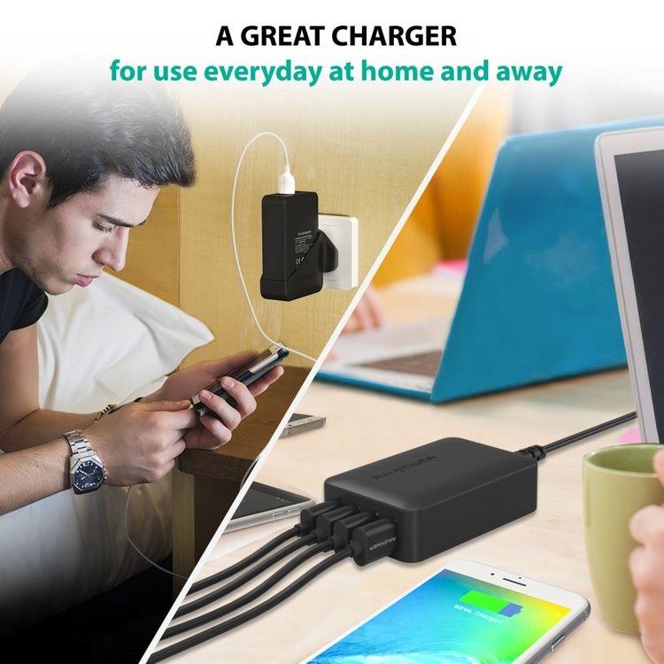RAVPower 4-Port Travel Adapter 40W - Black