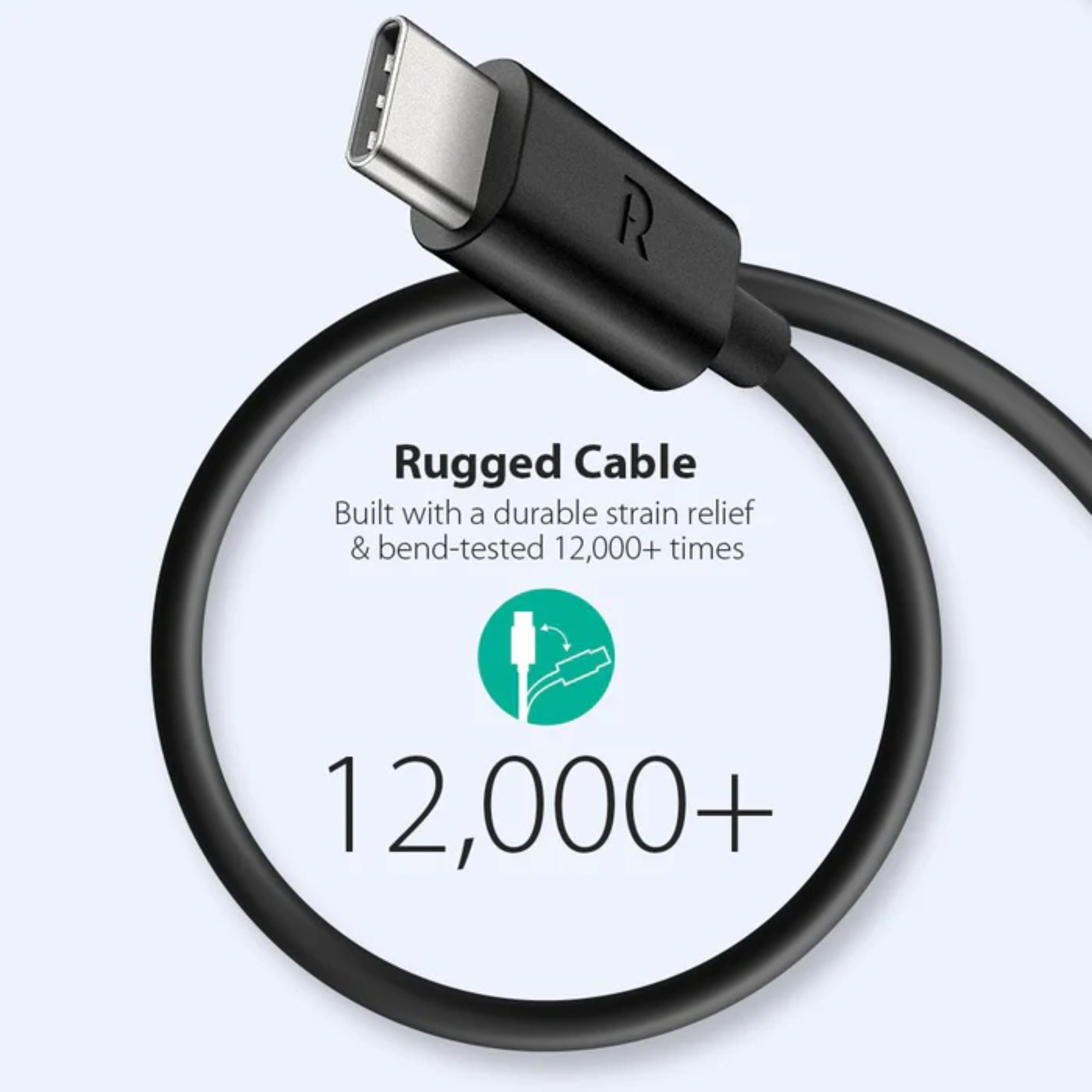 RAVPower Charge&Sync USB-A to Type-C cable 1M - Black