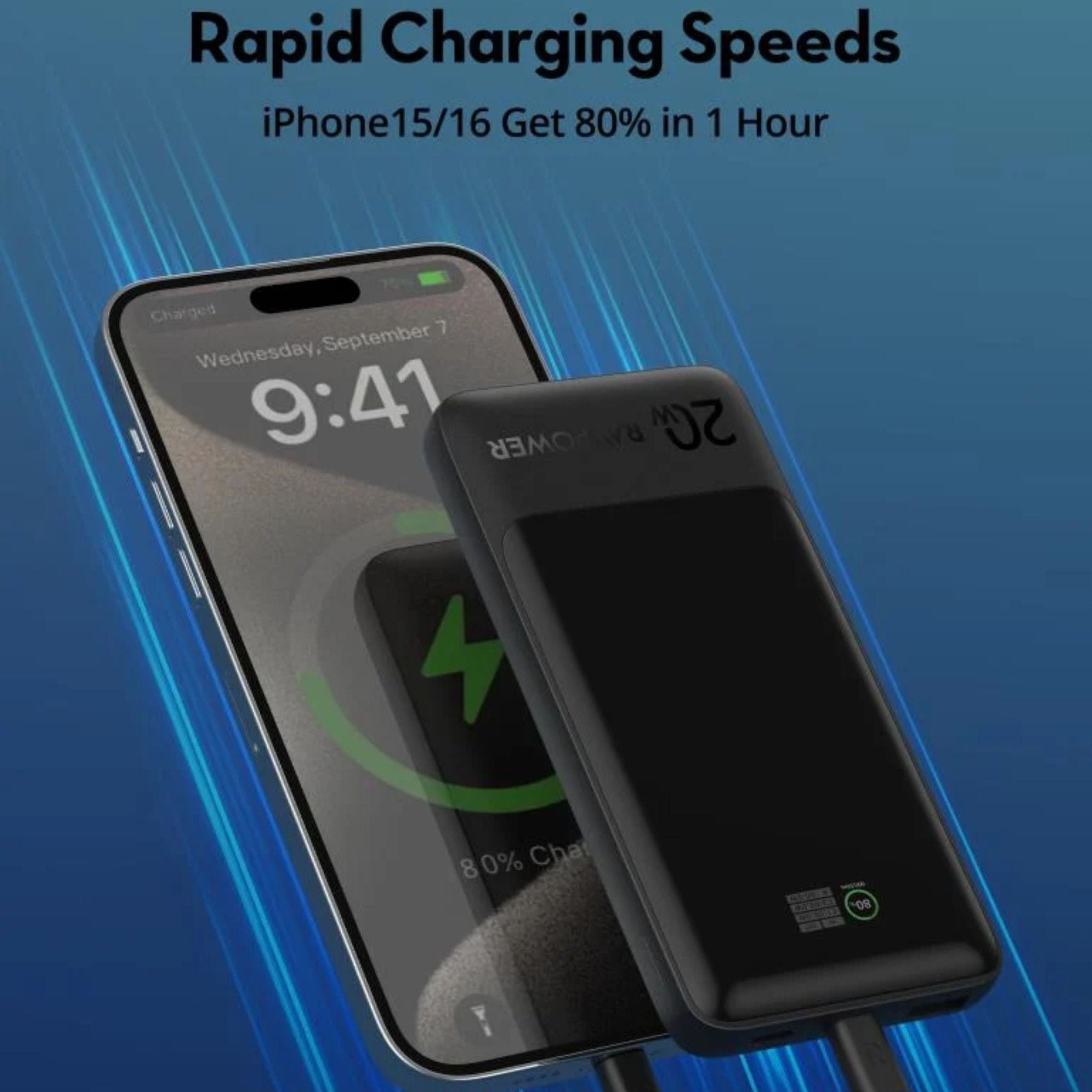 RAVPower PD Pioneer 10000mAh 20W 3-Port Smart Digital Display Power Bank - Black