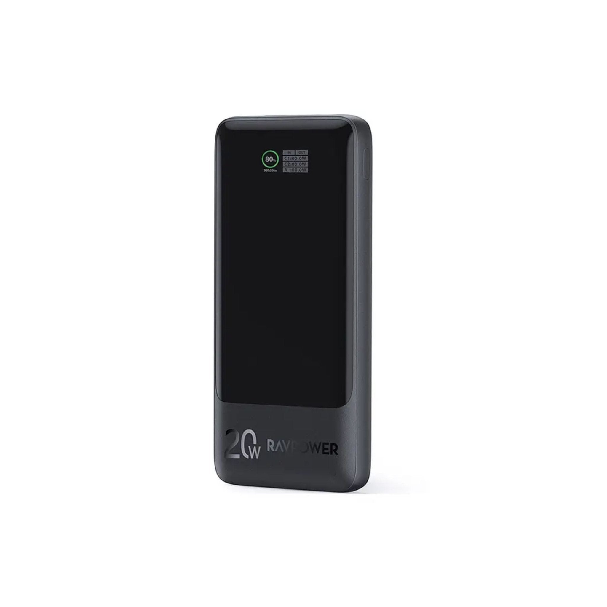 RAVPower PD Pioneer 10000mAh 20W 3-Port Smart Digital Display Power Bank - Black