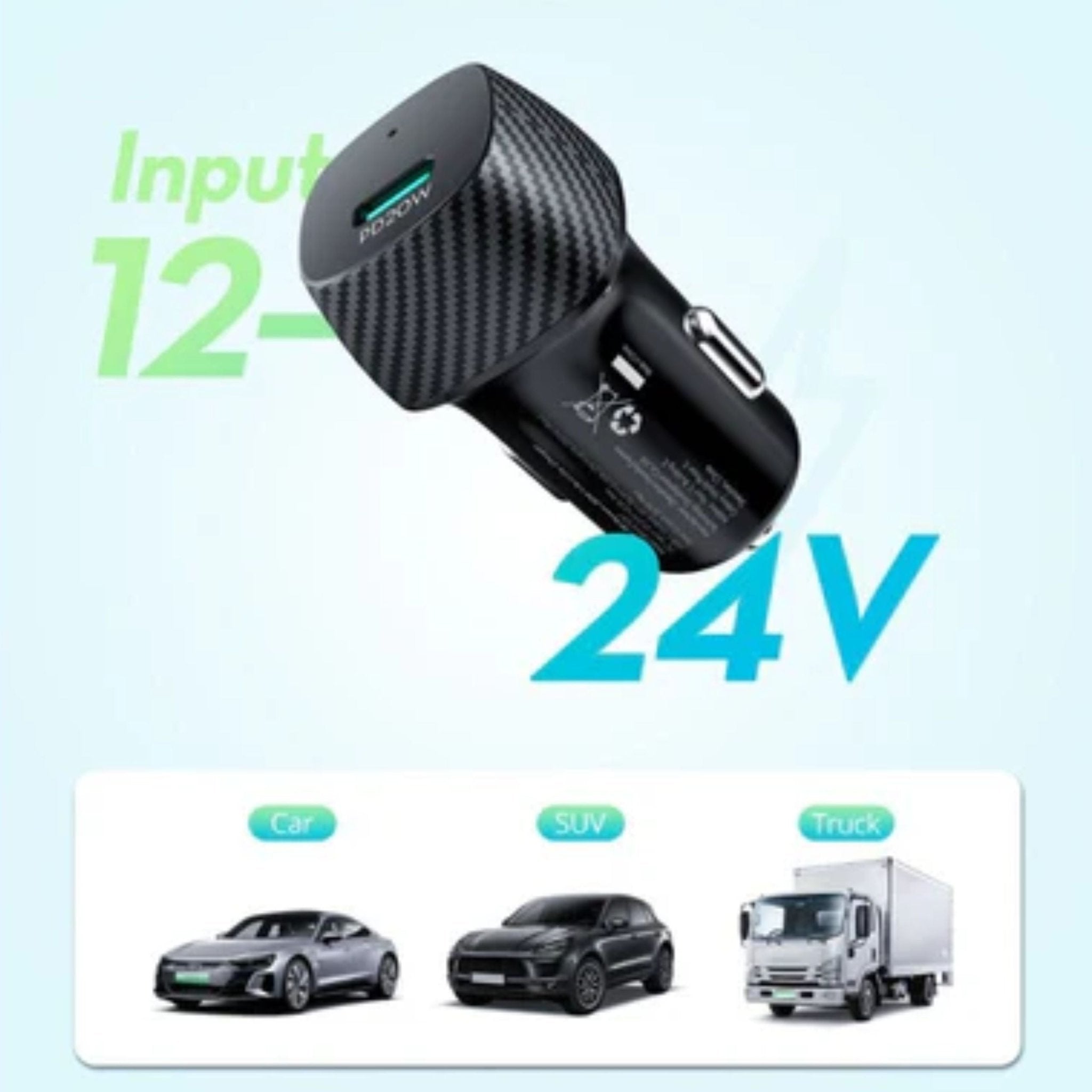 RAVPower PD Pioneer 20W 1-Port Car Charger - Black