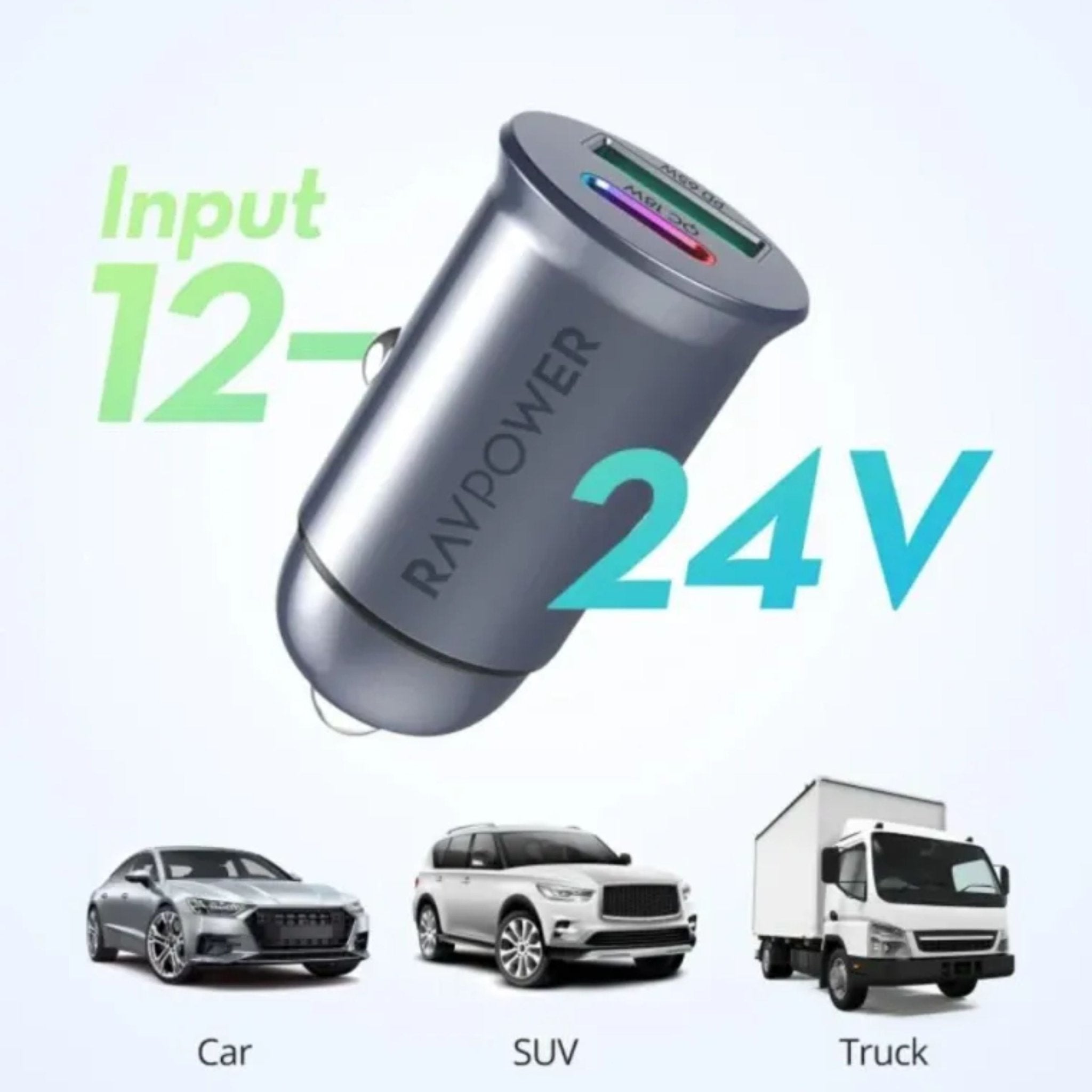 RAVPower PD Pioneer 65W 2-Port Mini Car Charger - Grey