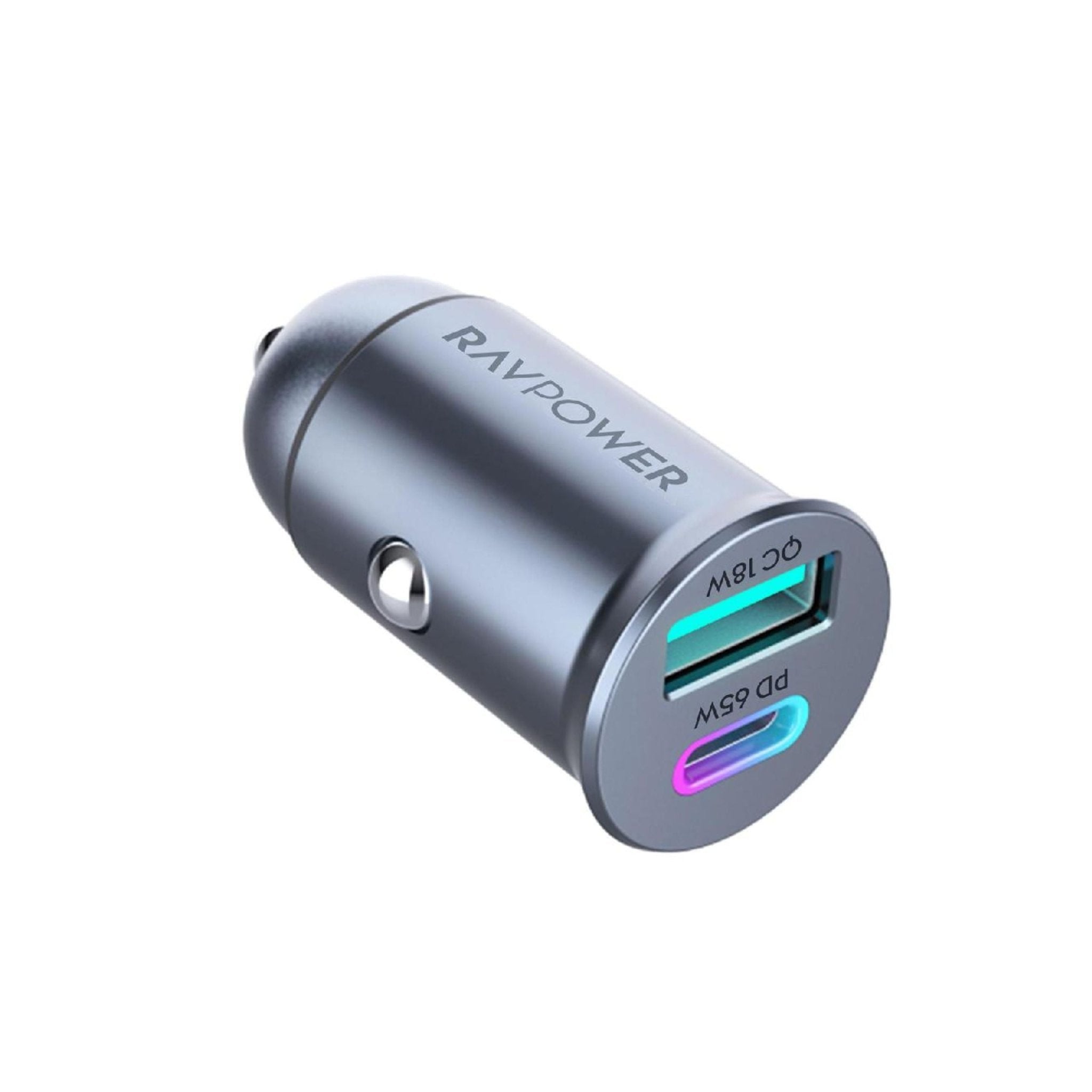 RAVPower PD Pioneer 65W 2-Port Mini Car Charger - Grey