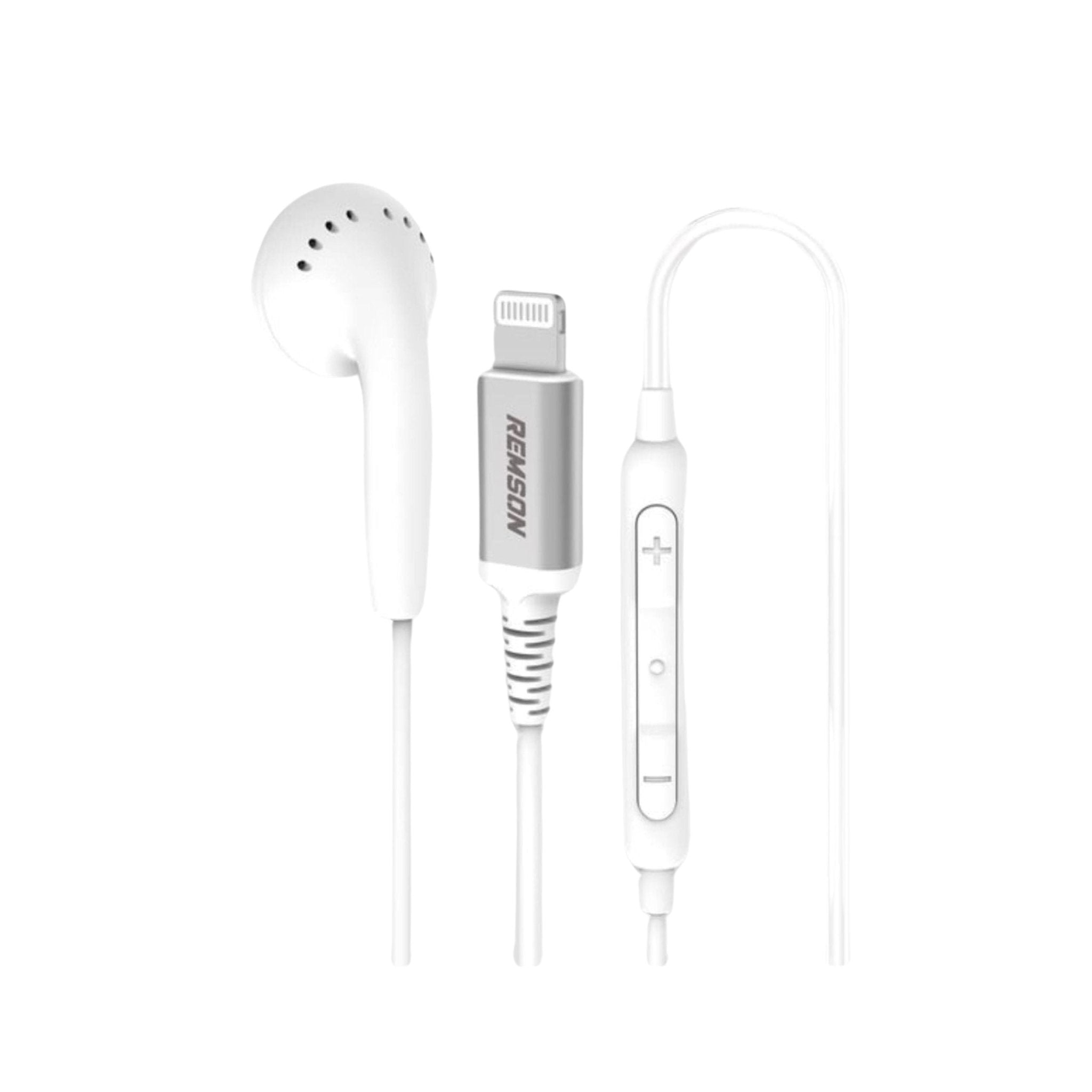 REMSON Wired Mono Single MFi Lightning Connector Headphone - White
