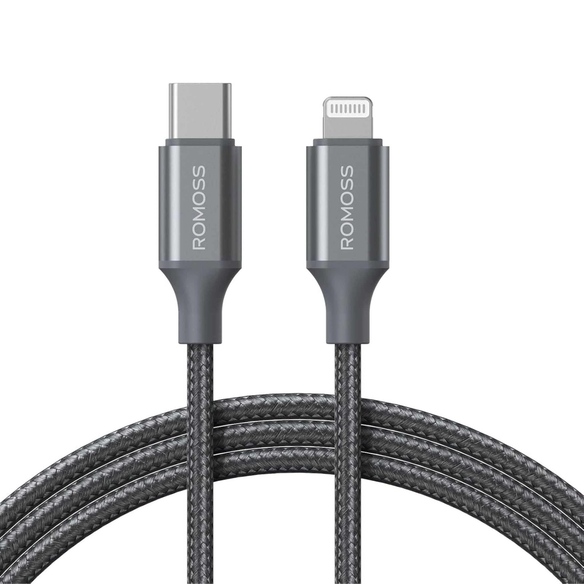ROMOSS CB1737 USB-C to Lightning High-Speed Transmission Nylon Braided Cable 1M (27W) - Gray