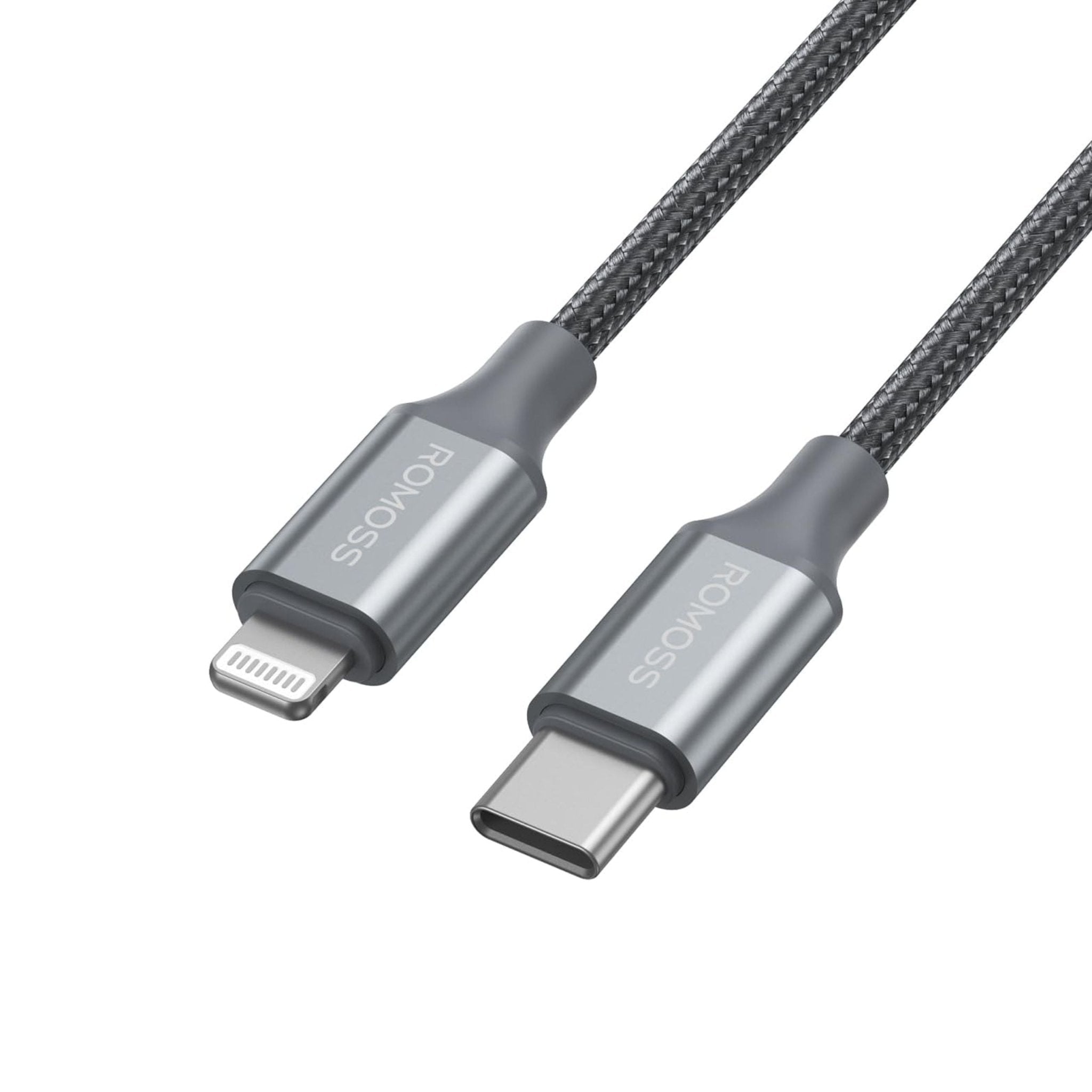 ROMOSS CB1737 USB-C to Lightning High-Speed Transmission Nylon Braided Cable 1M (27W) - Gray