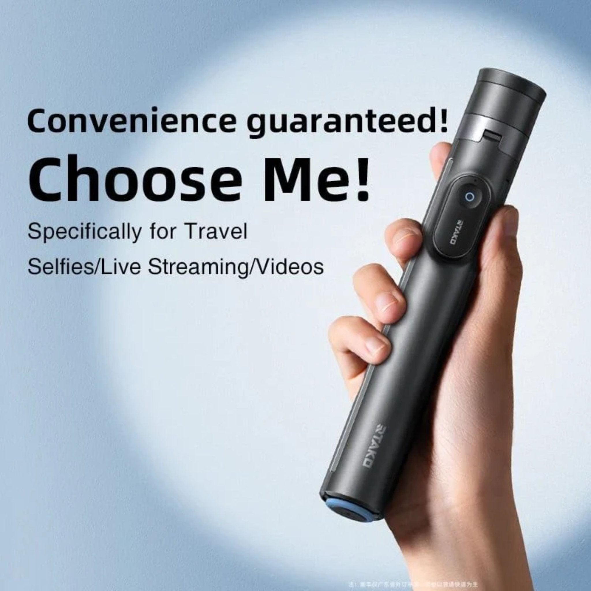 RTAKO Foldable Selfie Stick With Extendable Tripod AB226 - Black