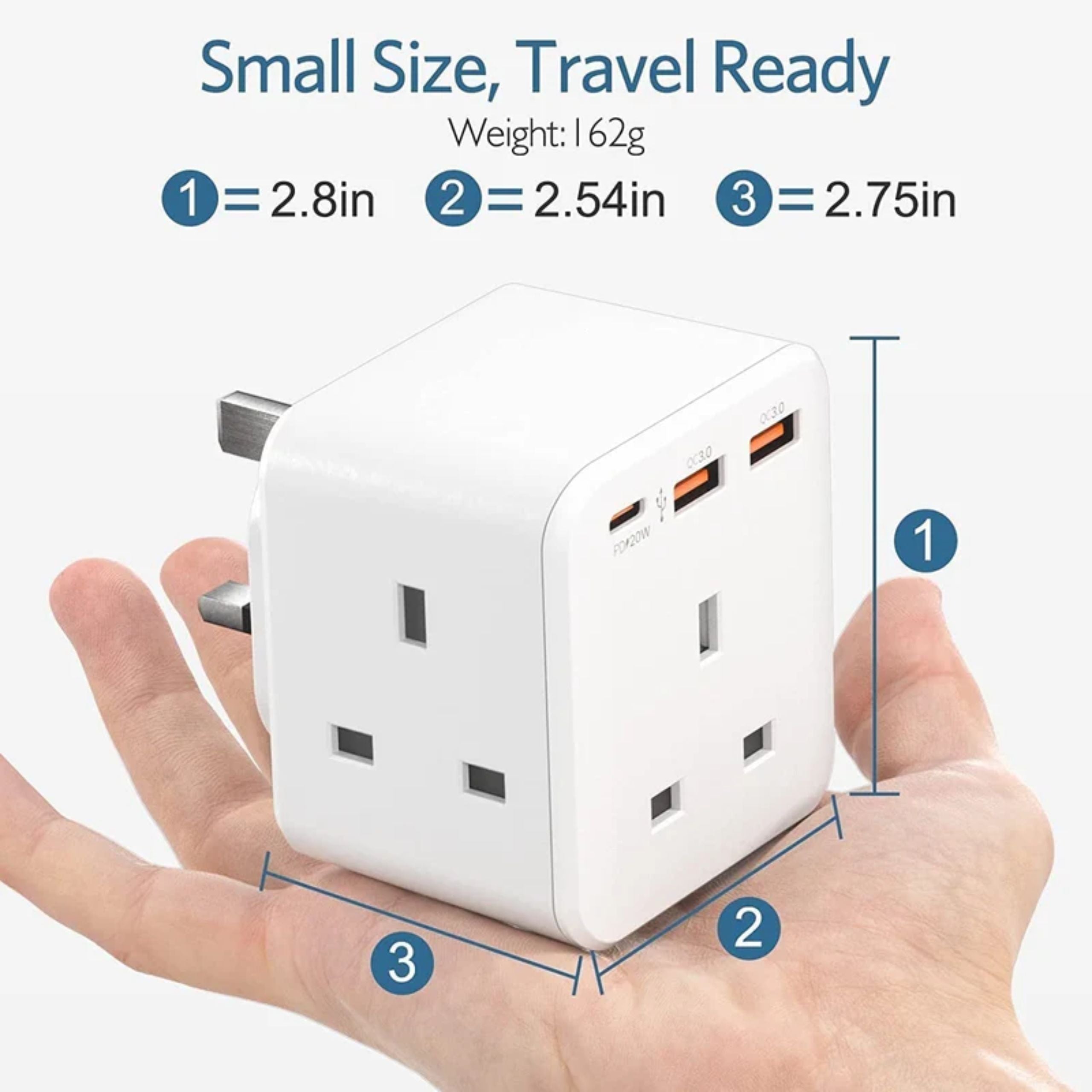 RavPower 20W 3 Port Charger With 3AC Port - White