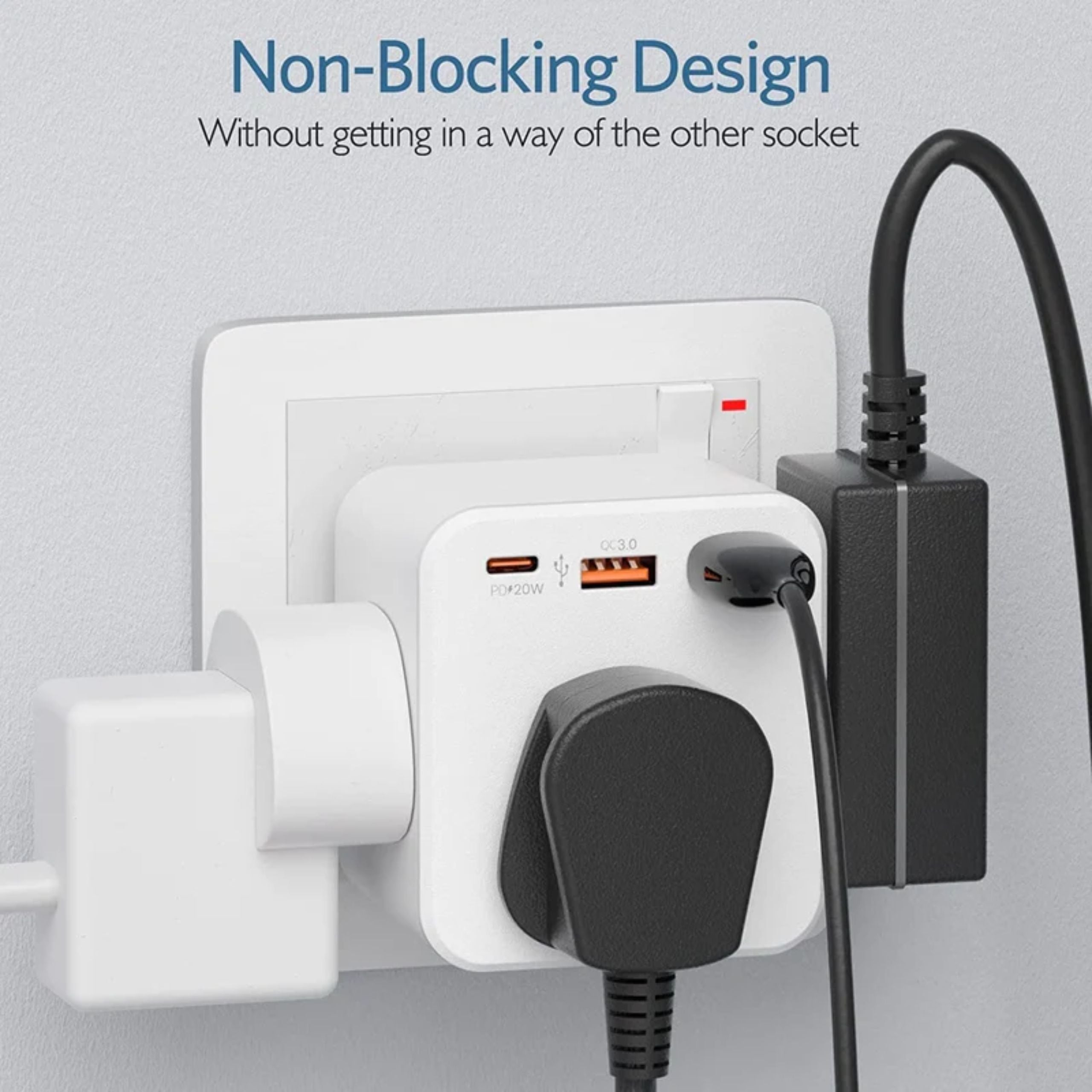 RavPower 20W 3 Port Charger With 3AC Port - White