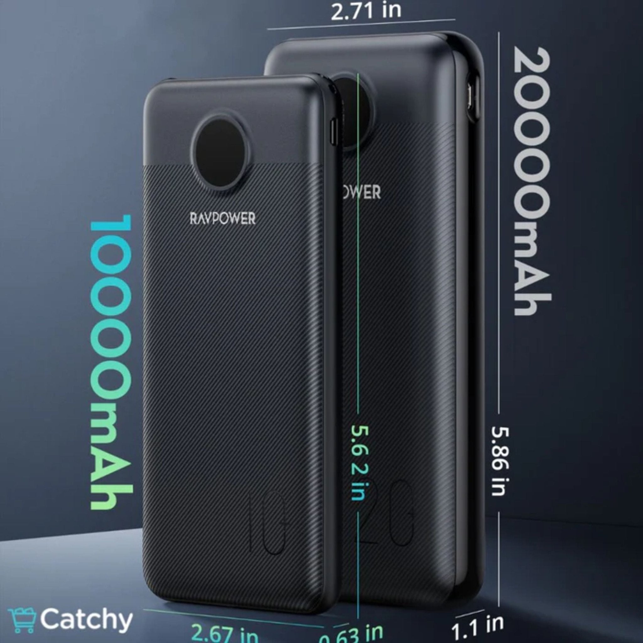 RavPower PD Pioneer 10000mAh 20W 3 Port Power Bank - Black